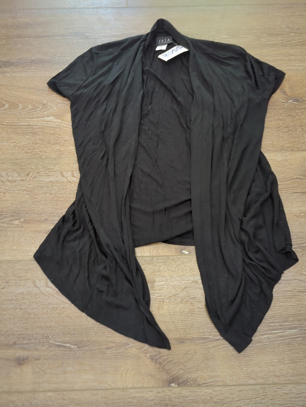 JKLA Open Front Light Weight Cardigan Black Size Medium Sheer Short Sleeve
