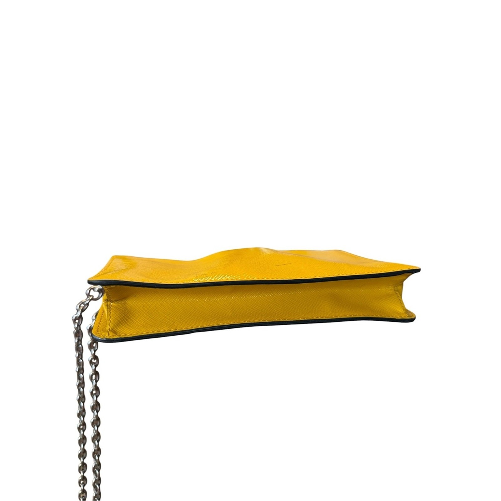 Prada Saffiano Vernice Yellow Patent Leather Triangle Logo Crossbody Bag