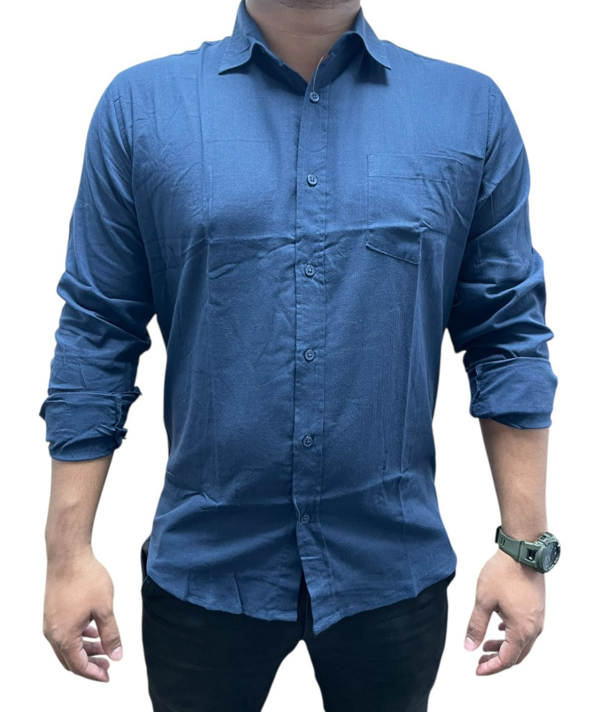 Mens Summer Long Sleeve Button Down Casual Formal Cotton Thin Shirt Top 41-57