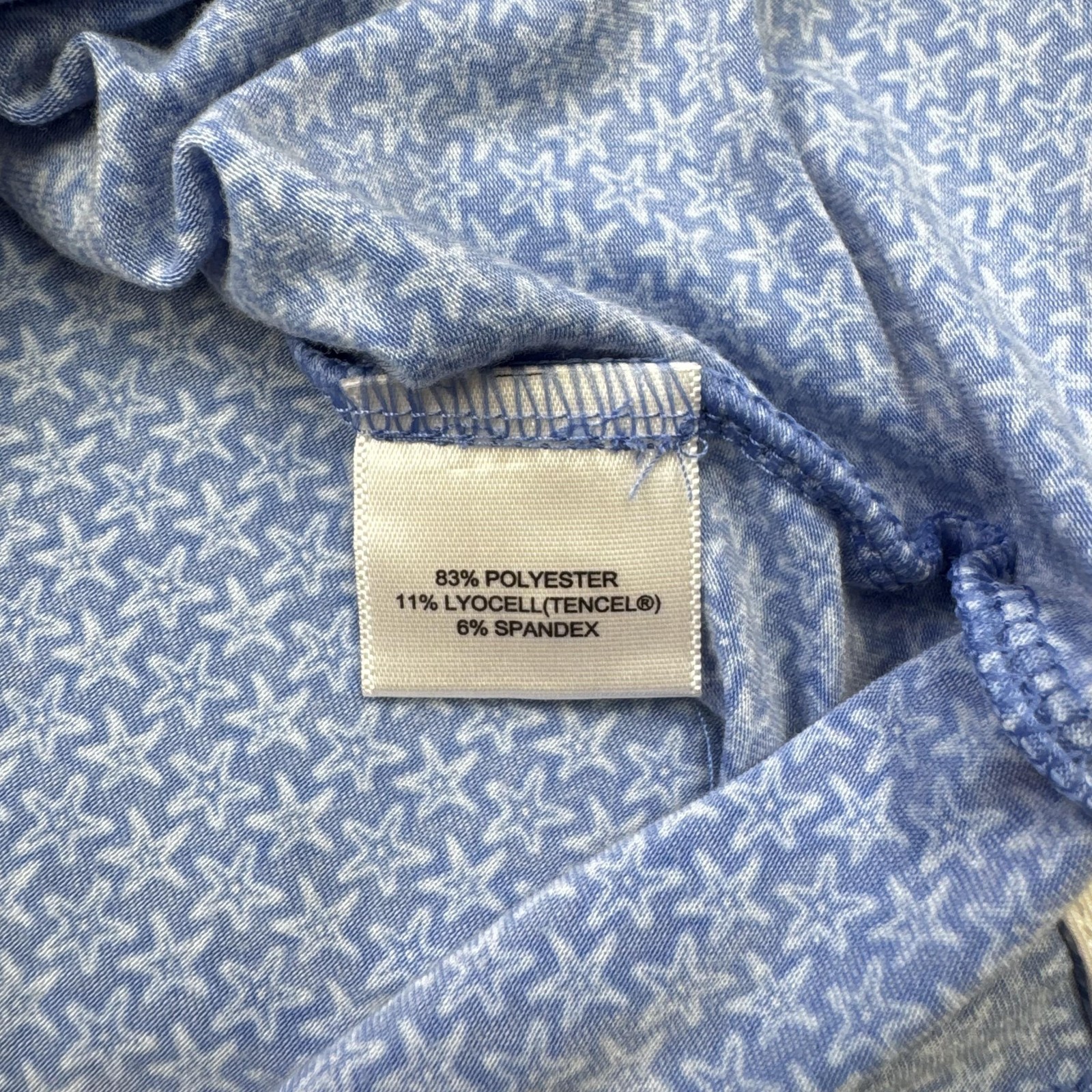 Peter Millar Polo Shirt Mens XL Blue Seaside Star Print Golf Stretch N22AK075