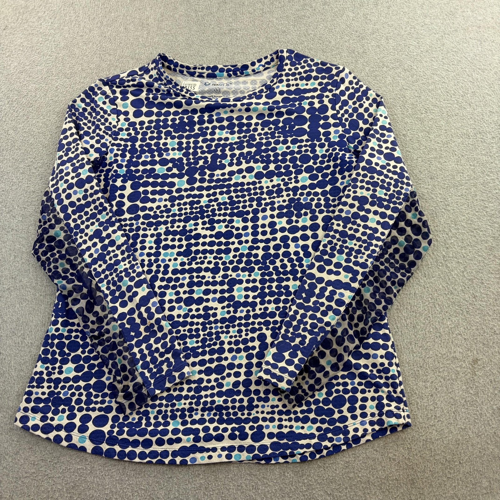 IBKUL Shirt Womens Large Blue Polka Dot Long Sleeve Tee Top Casual Ladies