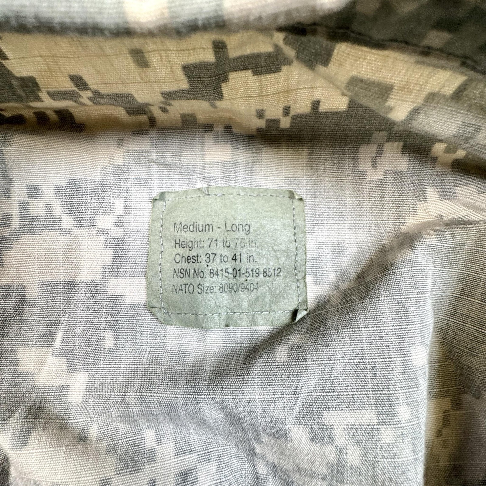 US Army Jacket Mens Medium Long Digital Camo ACU Combat Uniform Ripstop Military