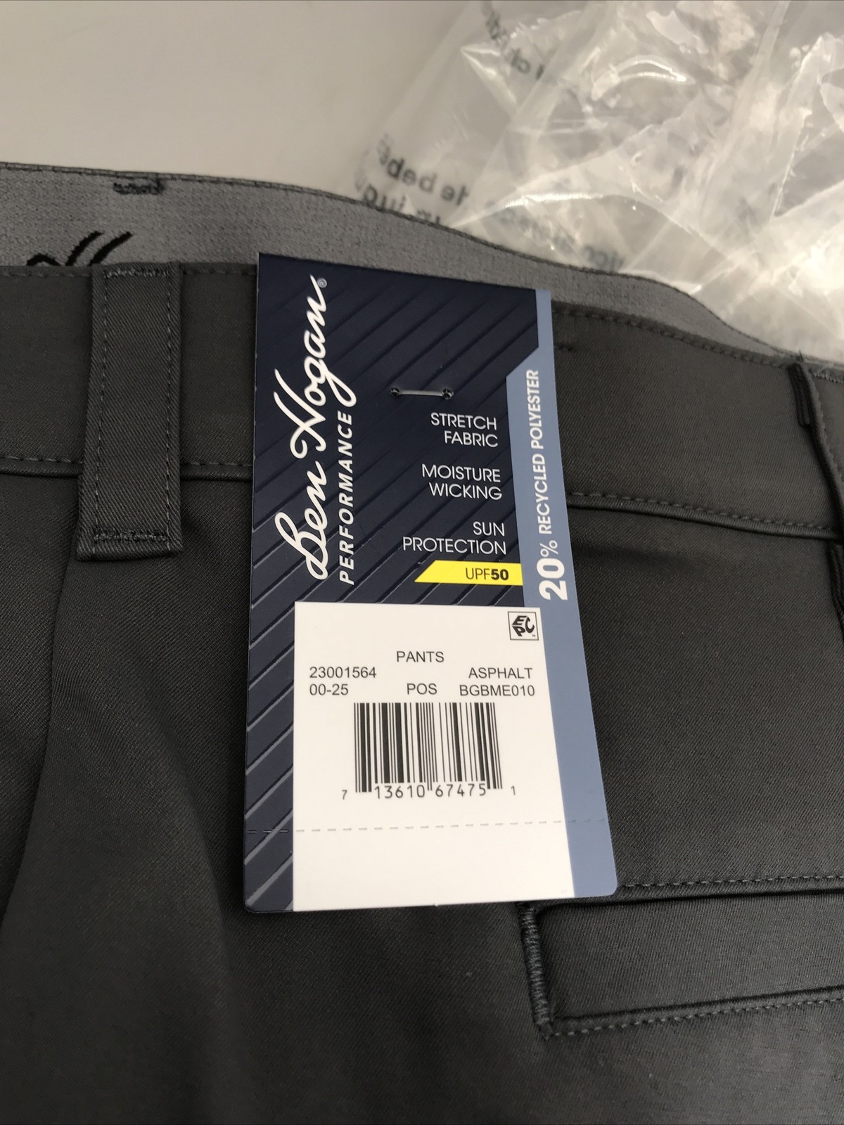 Ben Hogan Mens Performance Pants Stretch Fabric Size 44×32 Asphalt Dark Gray New