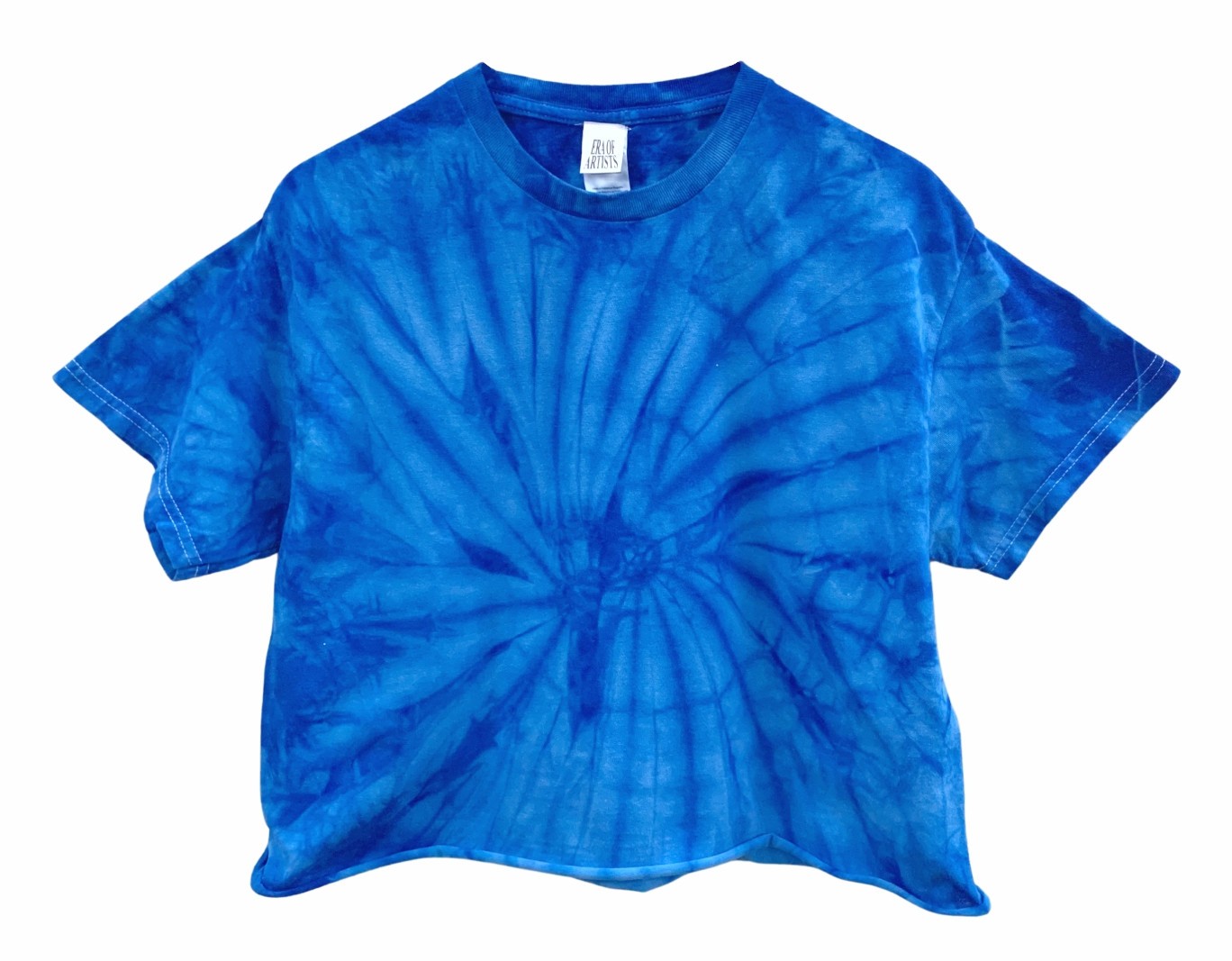 Tie Dye Unisex Cropped Tee, Single Color, Hand Dyed, Raw Bottom Edge