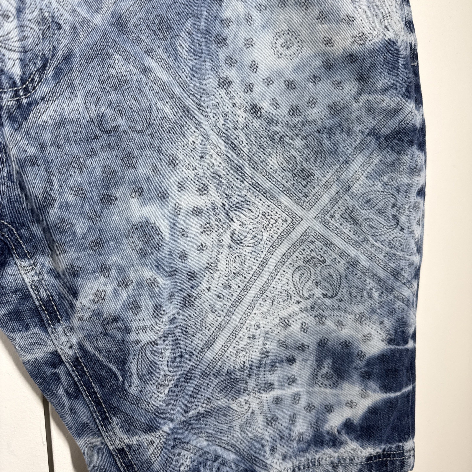 Switch Remarkable Jean Shorts Men’s 50 Blue Paisley Denim Grunge 90’s Hip Hop