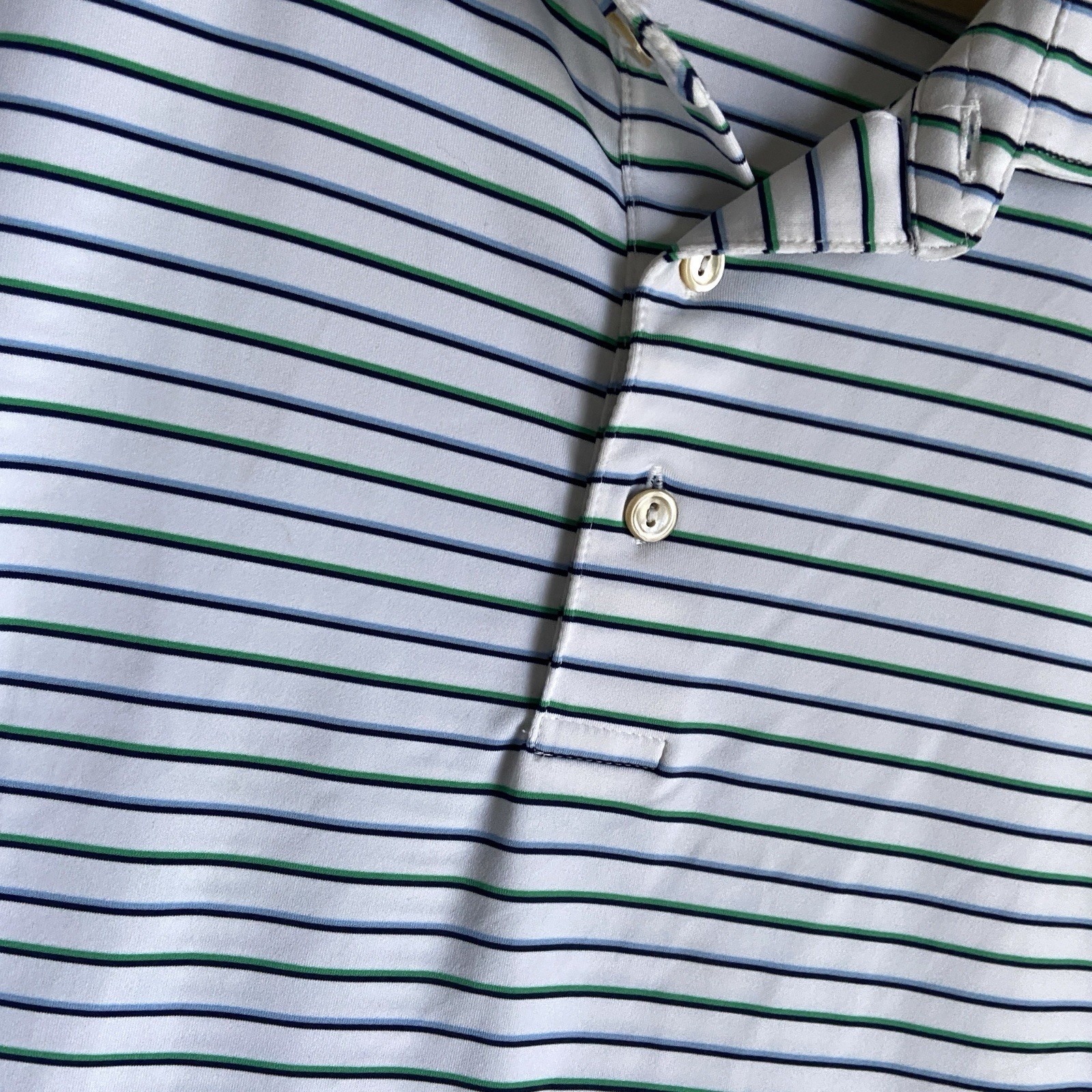 Peter Millar Summer Comfort | Men’s XL White Striped Polo Shirt Preppy Golf