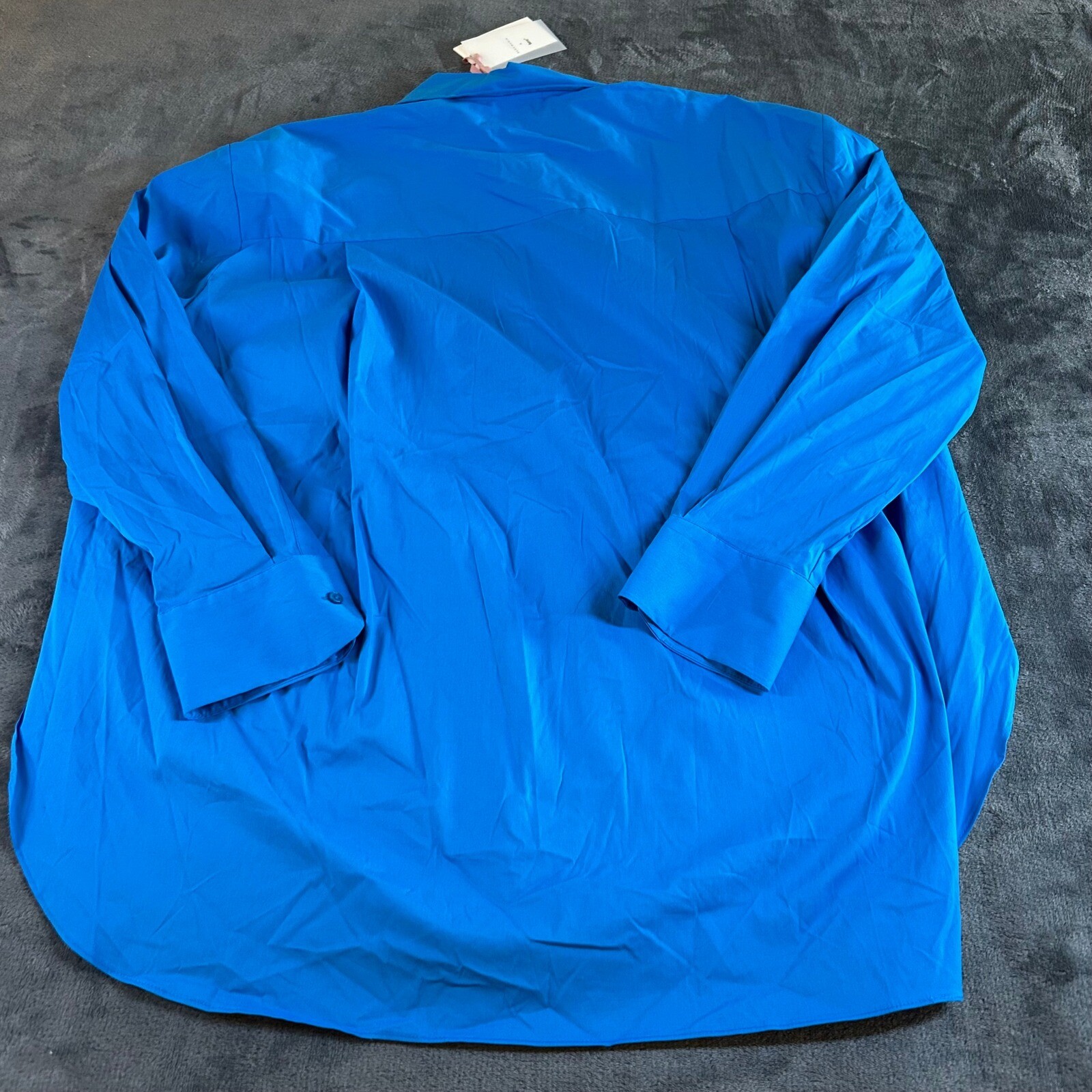 Alex Marie Button-Down Top Hi-Low Hem Long Sleeve Blouse brrr Blue Womens Large