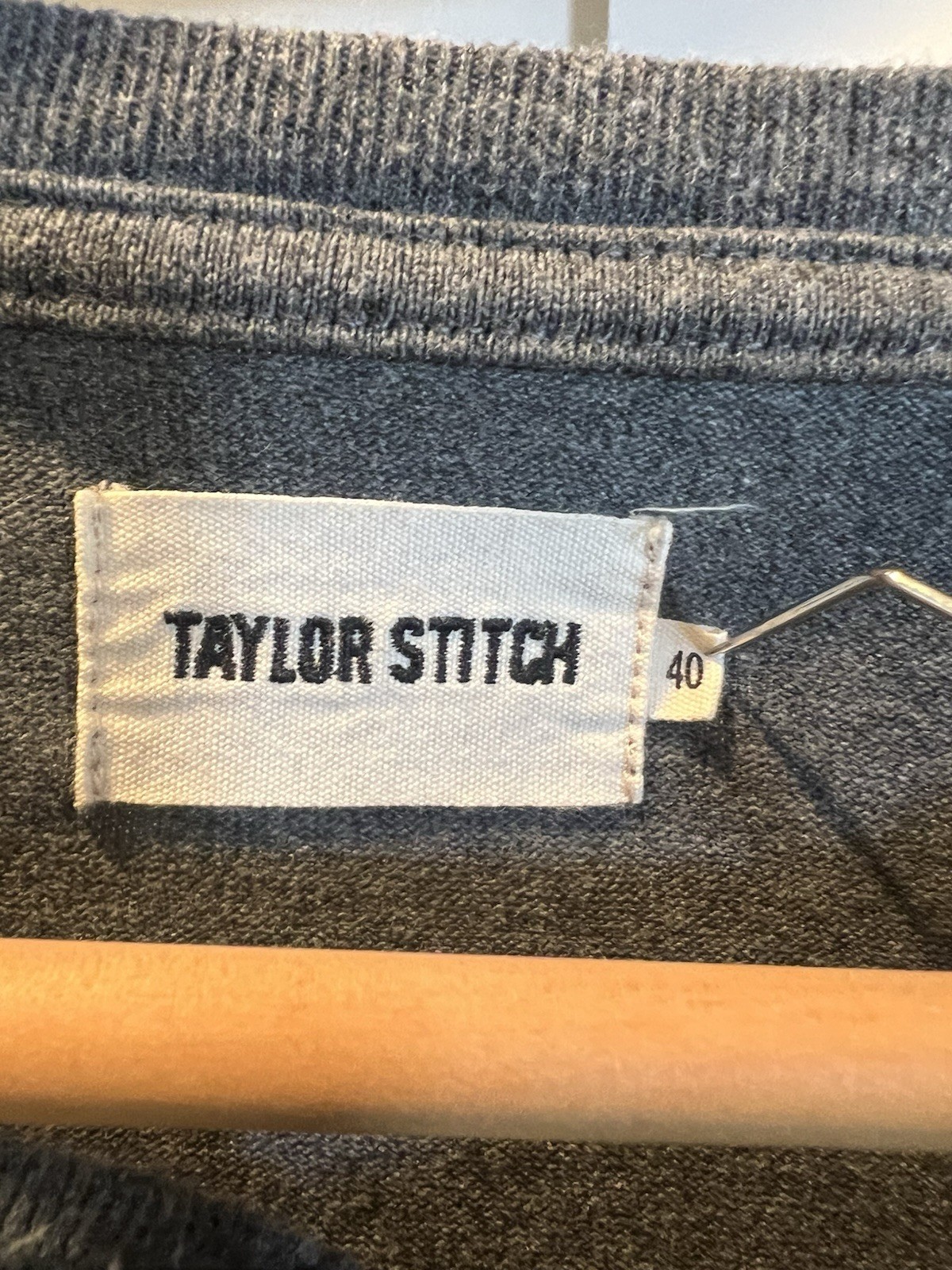 Taylor Stitch Men’s Gray Solid Henley Heavy Bag, Size 40