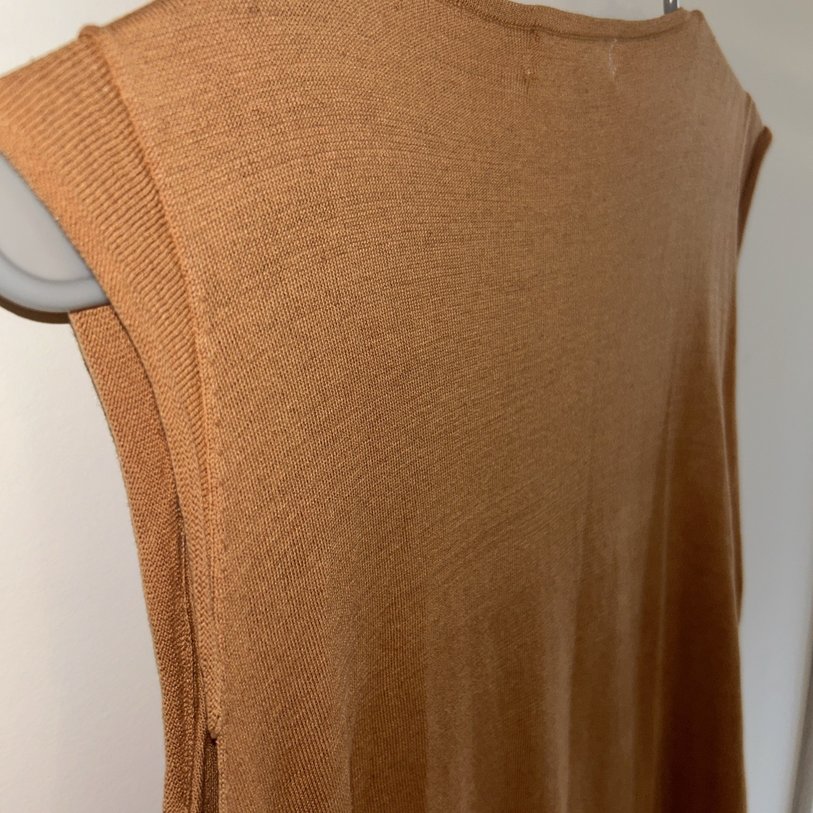 Boho My Tribe Genuine Leather Silk Sleeveless Tank Top Shirt Tan S Small Indie
