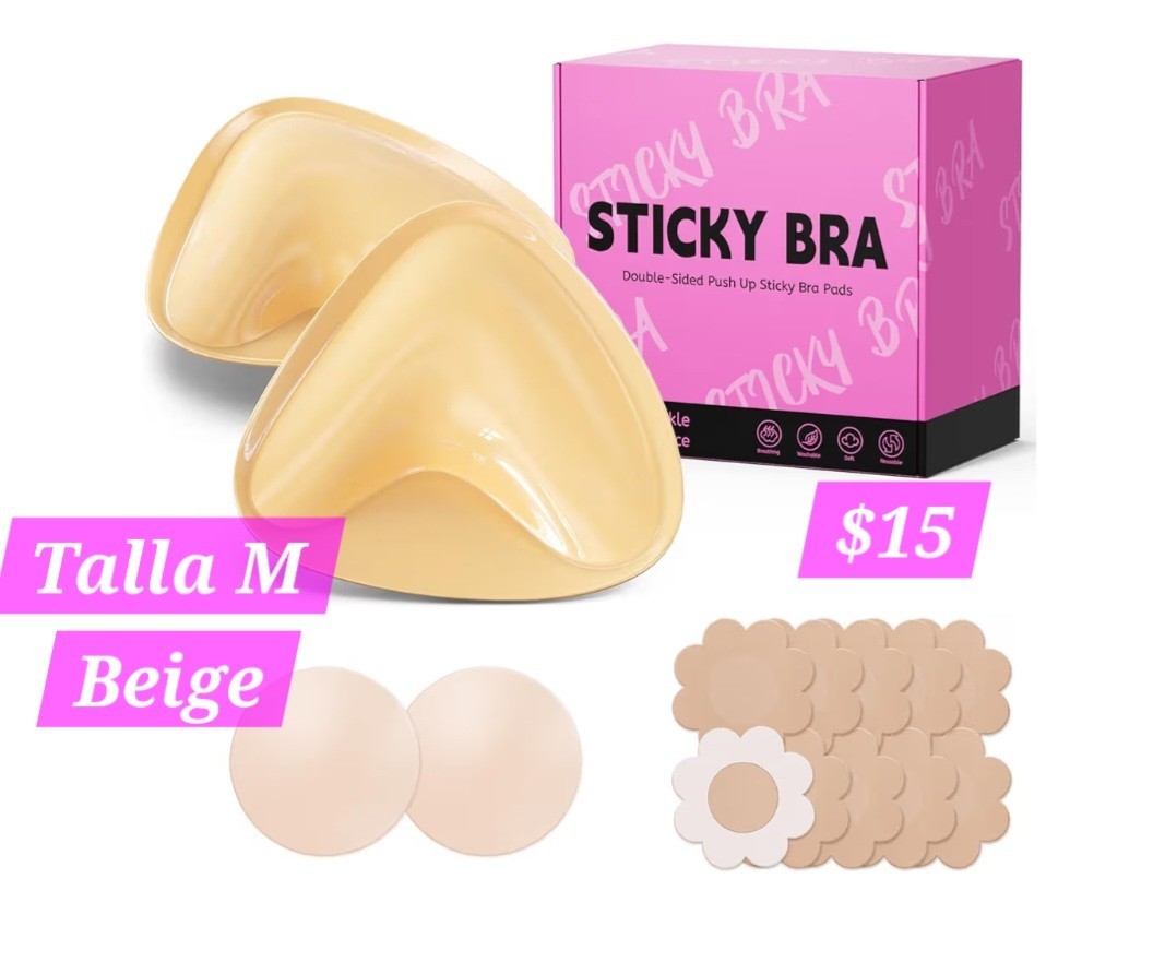 Beige Adhesive Sticky Bra Double-Sided Push Up Pads Strapless Women’s M
