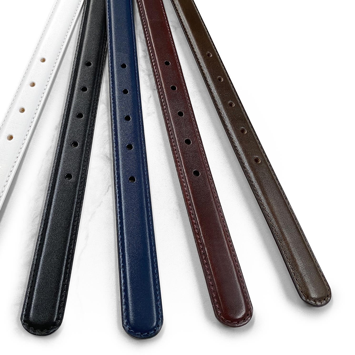 Italian Calfskin Genuine Leather Dress Belt Strap with Snaps 1″ (25mm) Wide