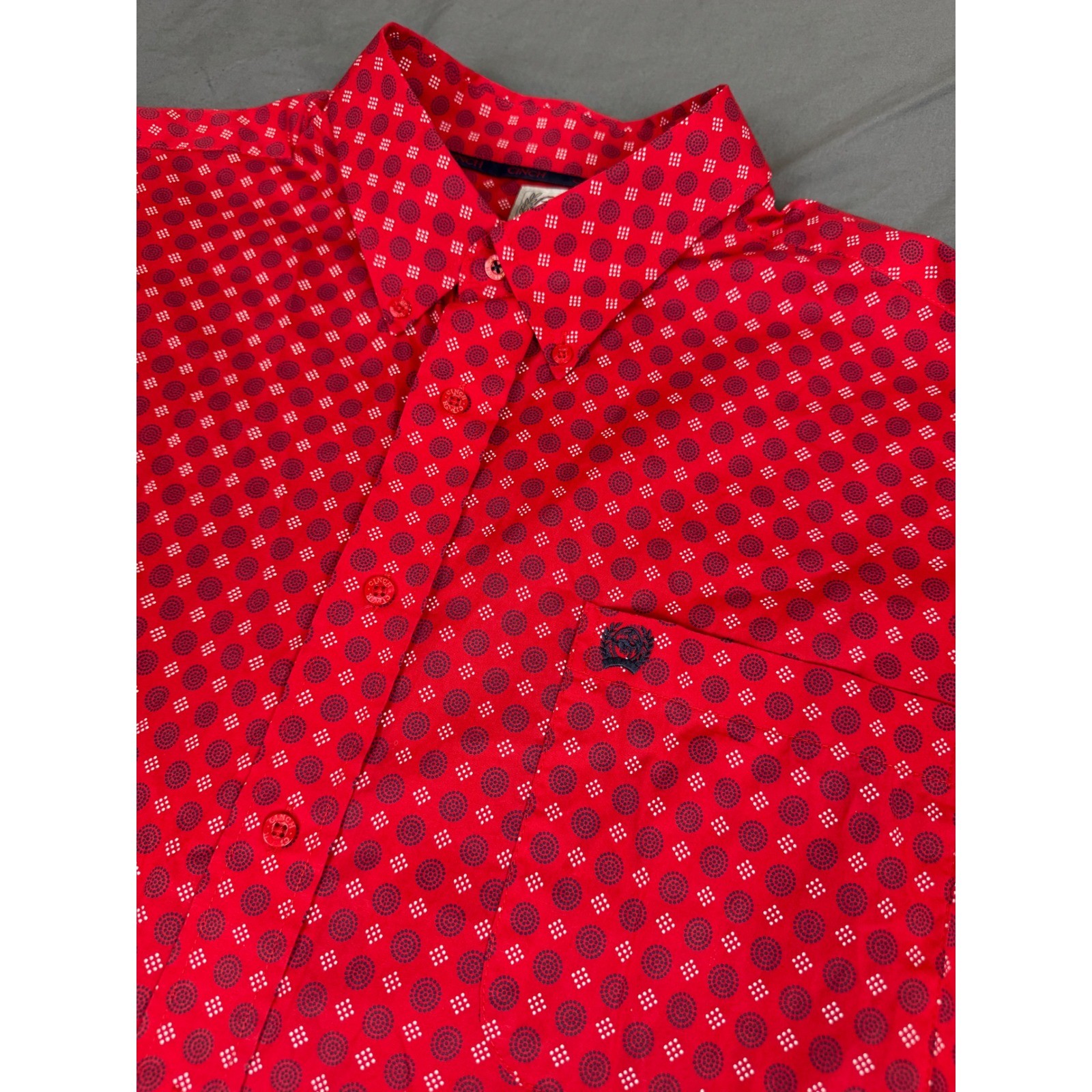Cinch Mens Western Button Down Shirt Red Geometric Print MTW1105280 Large L