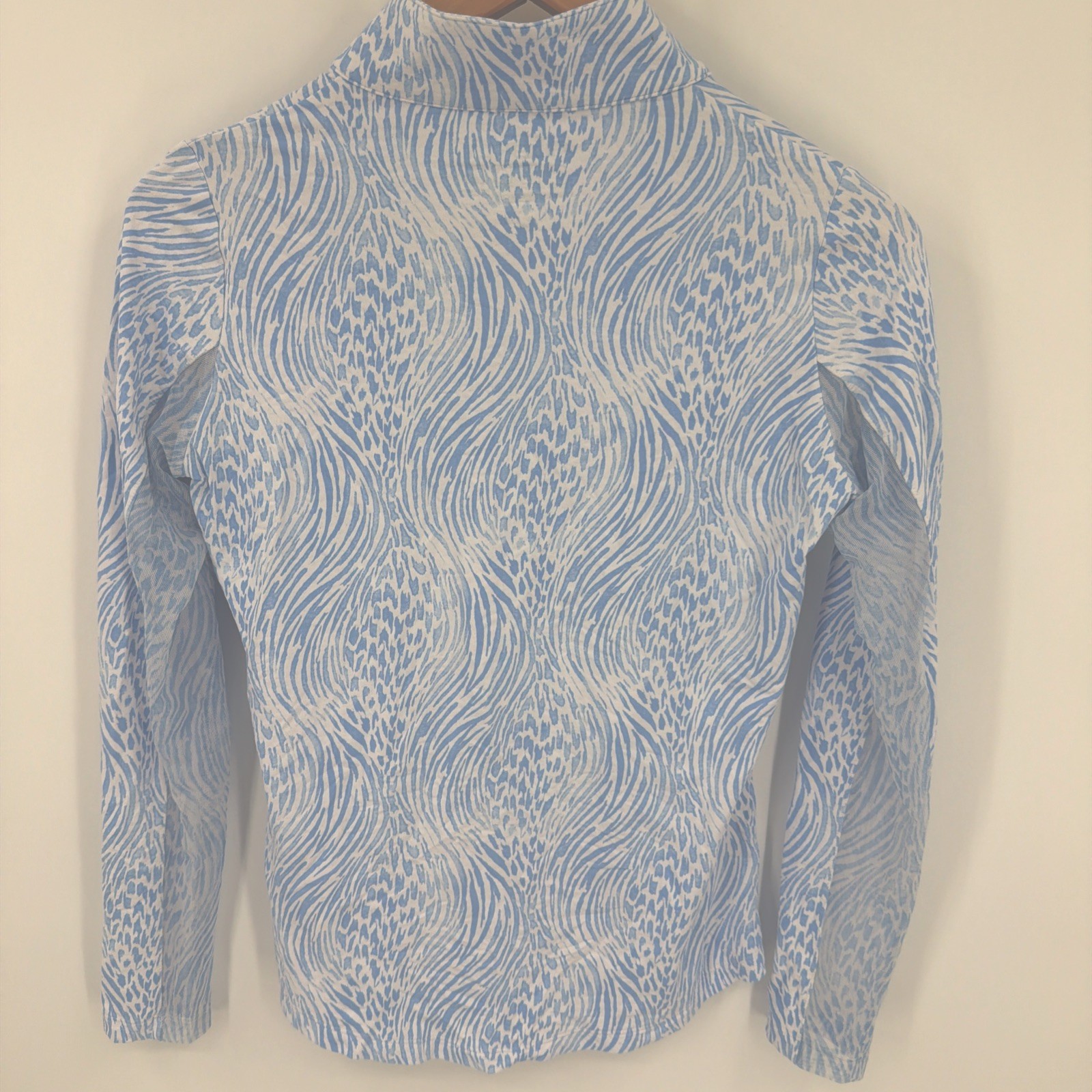 IBKUL ALENA PERIWINKLE WHITE XS L Mock Neck 1/4 Zip Golf Sun Shirt UPF 50 Cool