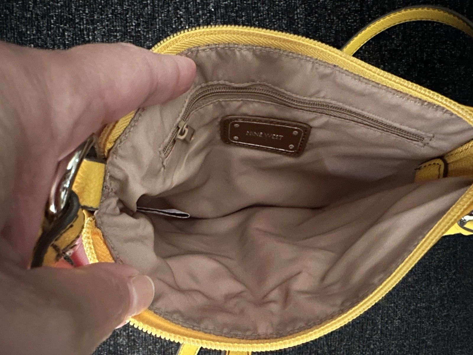 Nine West Multi-Zippered Mustard Yellow Crossbody Adjustable Bag Purse *Spring*