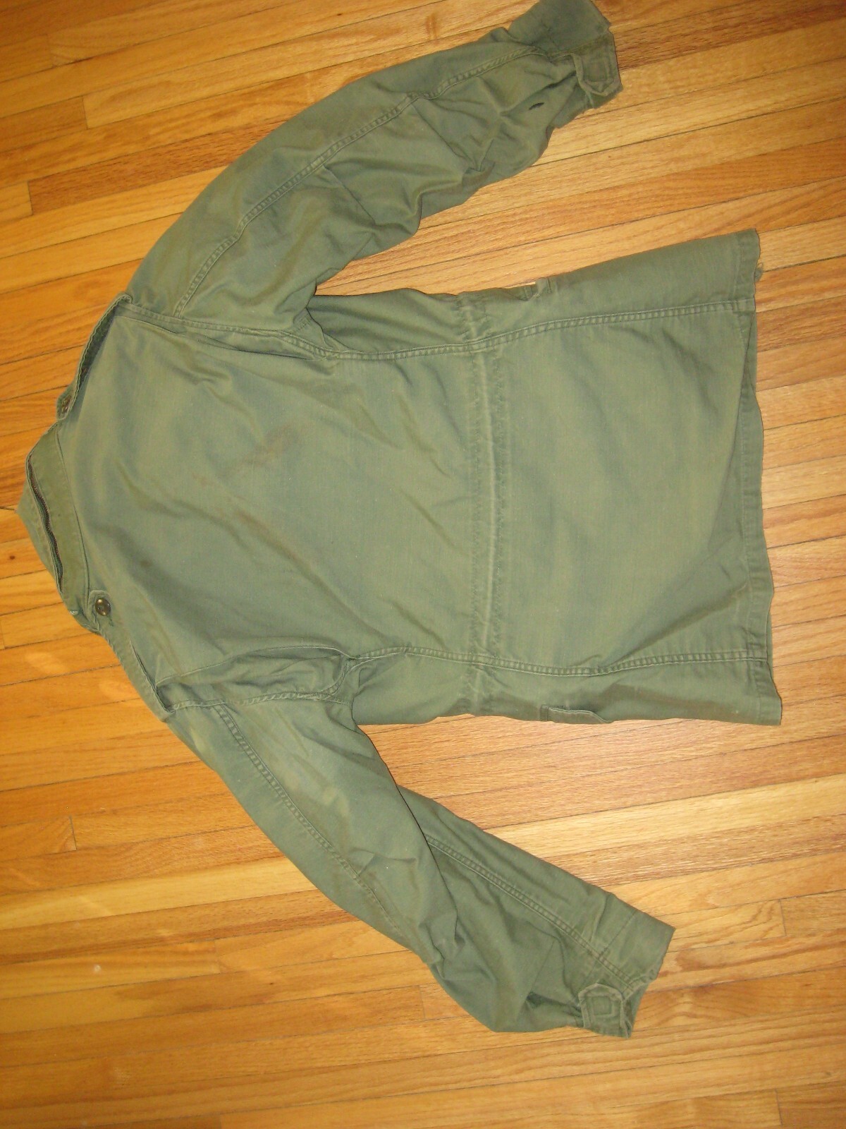 Vtge Olive Green Lined US Army Field Jacket/Coat Korean? Zip/Snap Front Sm-Med