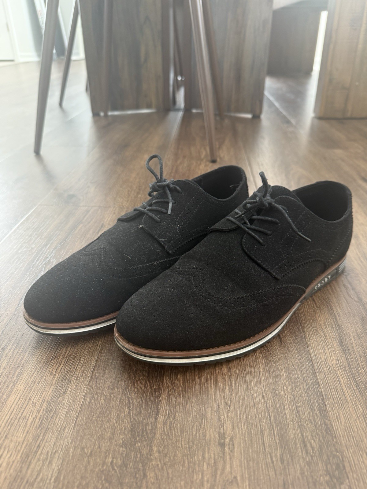 Men’s Black Lace-Up Derby Dress Shoes US 12 Synthetic Upper Round Toe