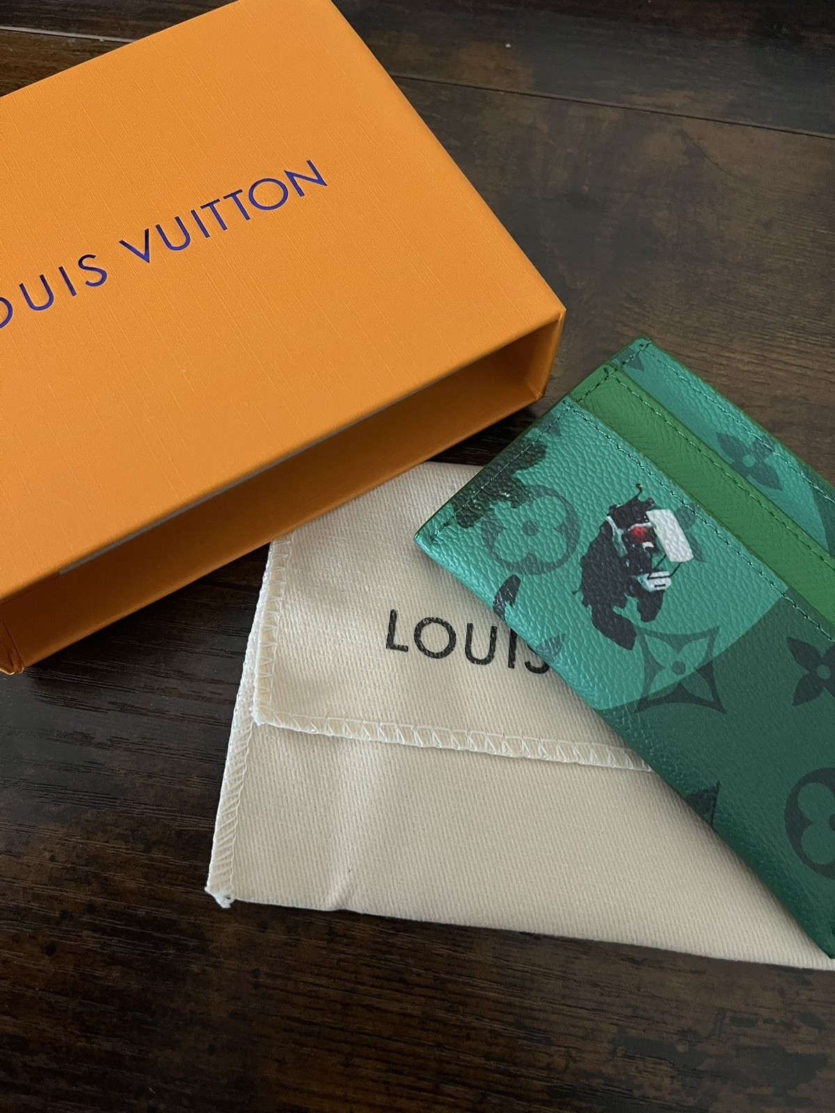 Louis Vuitton Double Card Holder Monogram Golf Green Brand New with Box