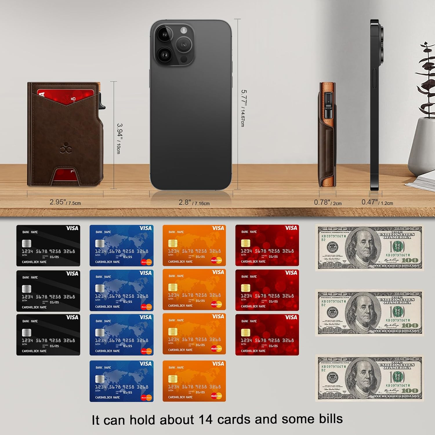Wallet for Men Wallet with Slim Pop up Card Holder 9-13 Cards, Bifold Minimalist