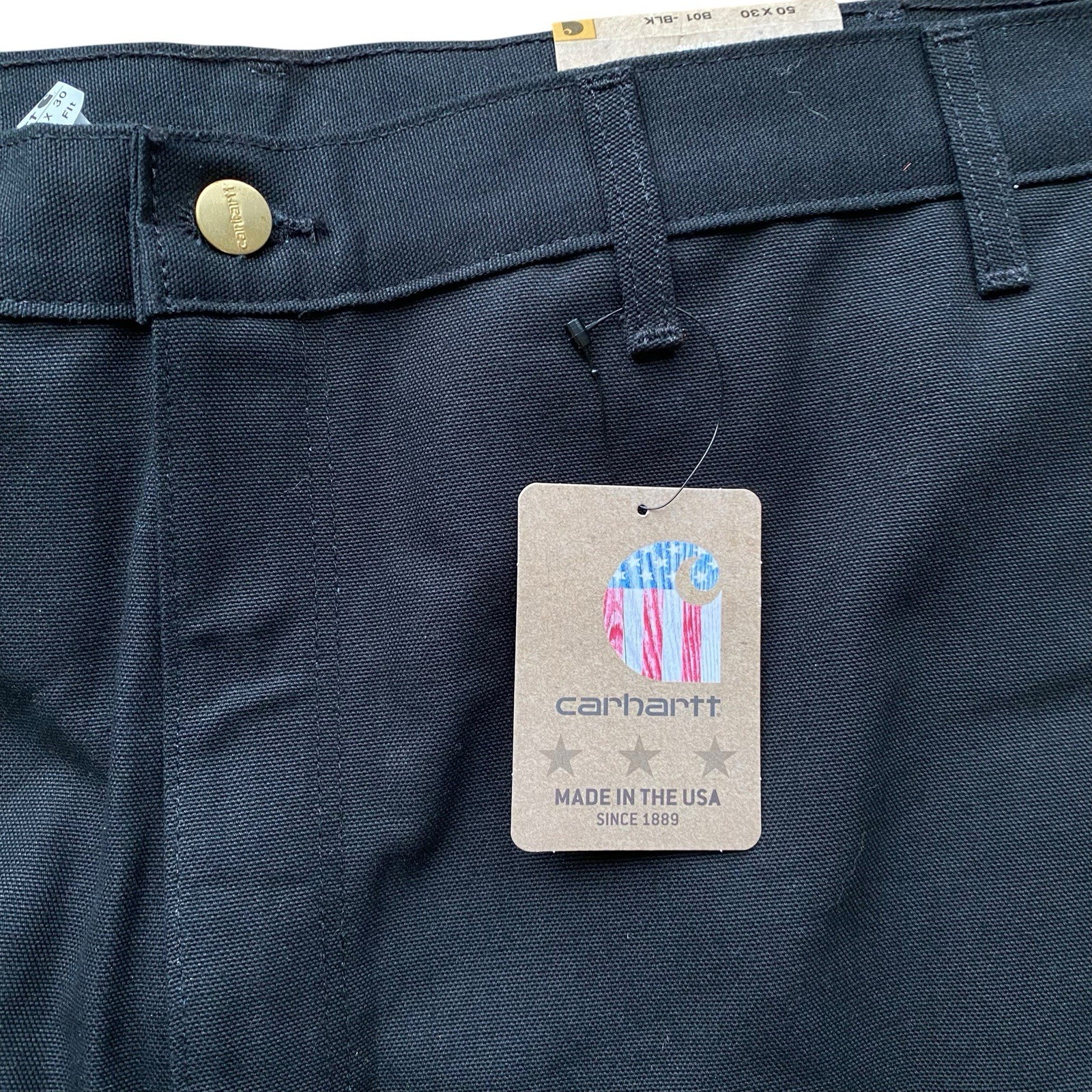 Carhartt NWT B01 BLK Double Front Pants Black Made In USA Mens 50 Duck Canvas