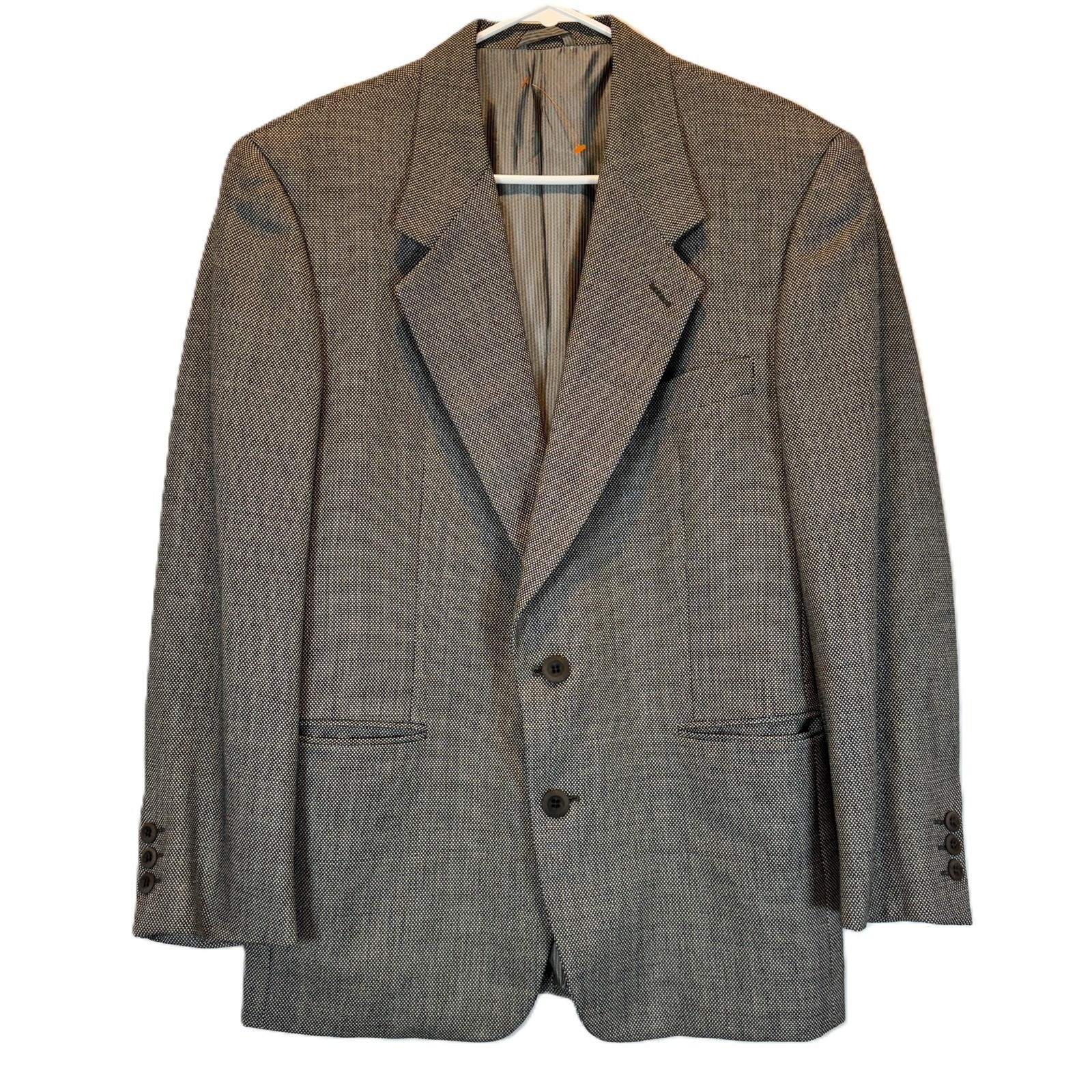 Vestimenta Italian Wool Herringbone Blazer 38R Two Button Brown Tan Jacket
