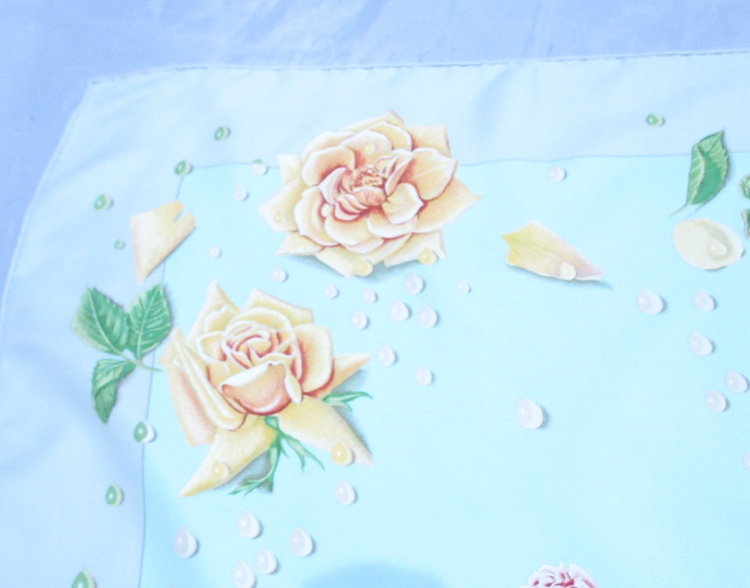 HERMES Carre 90 35 in LA ROSEE Rose Drop Anne Gavarni Silk Scarf VTG [Japan]