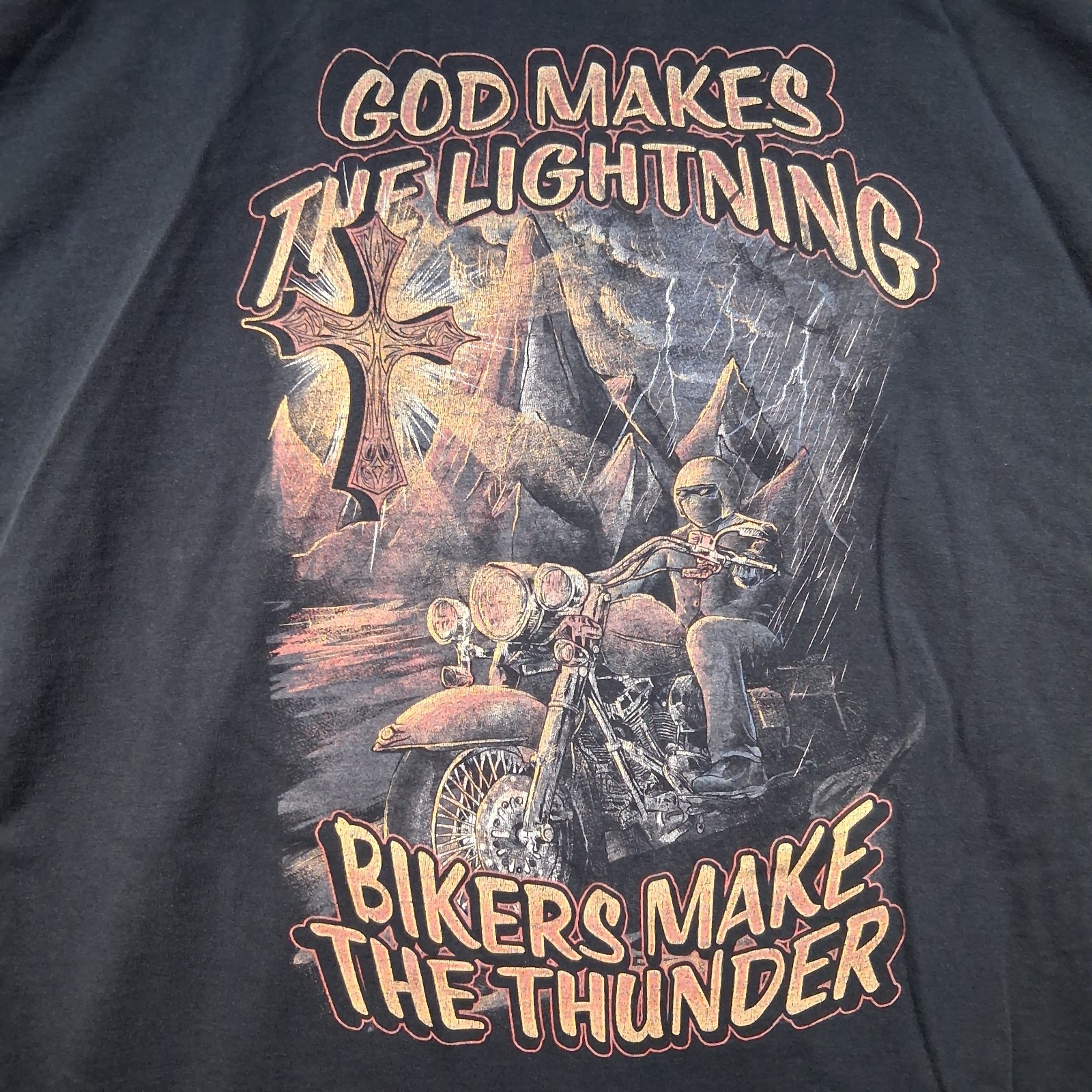 God Makes The Lightning Bikers Make The Thunder T-shirt Motorcycle Biker XL Tee