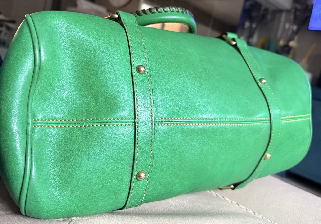 Dooney and Bourke Large Leather Florentine Bag Kelly Green 15”x12”x7”