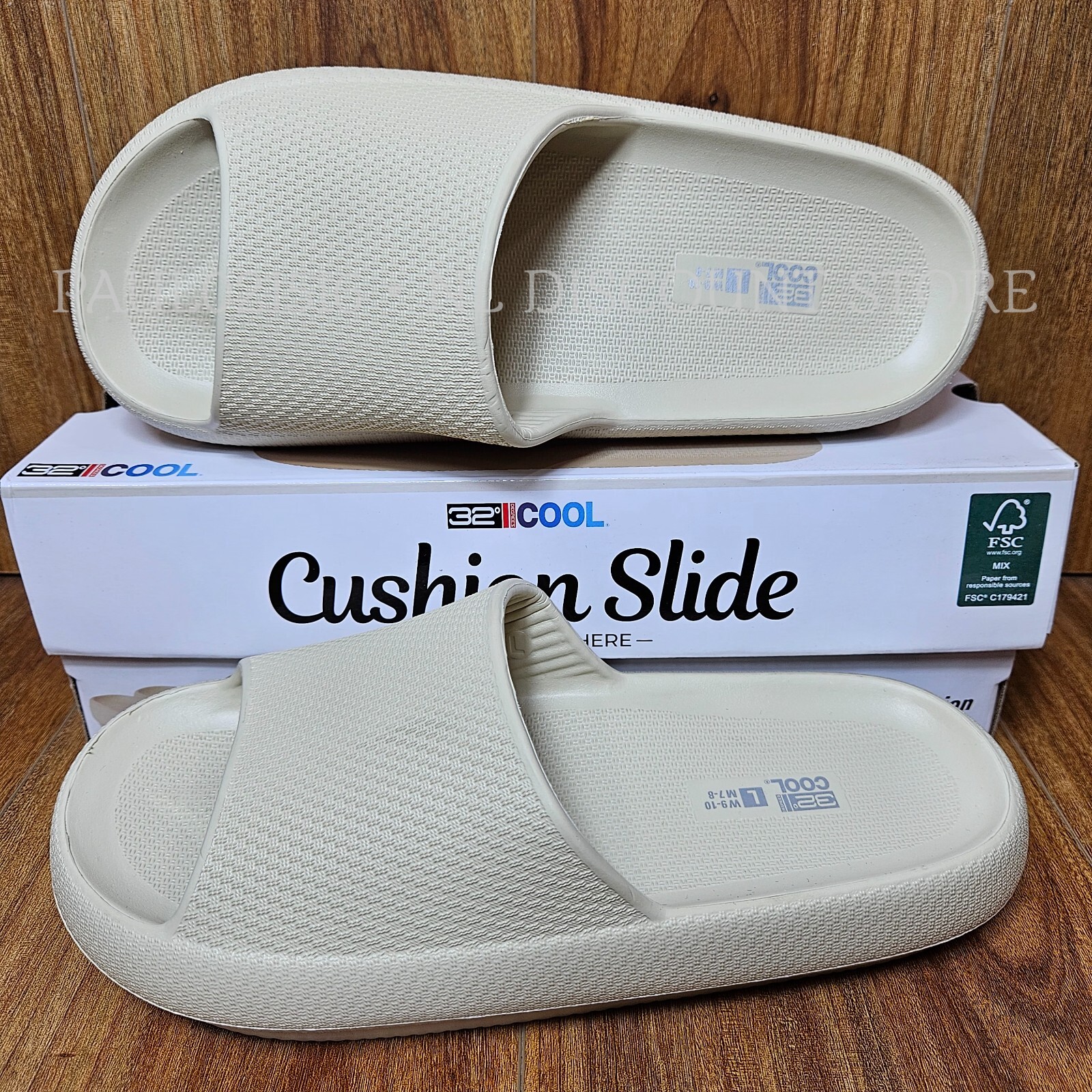 32 DEGREES COOL Cushion Slides Unisex (W)Women’s (M)Men’s ~ Tan ~ S M L XL