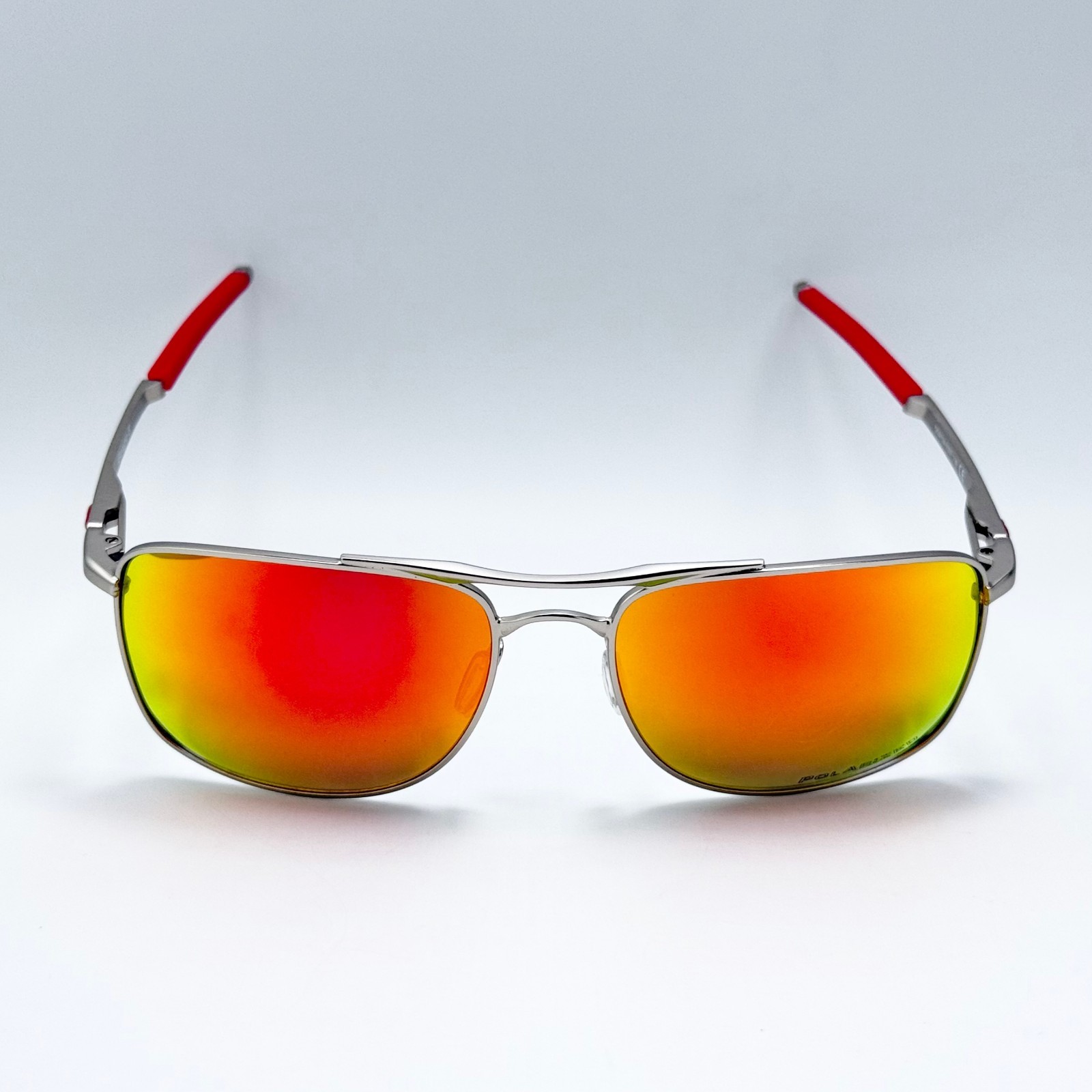 Oakley Gauge 8 OO4124 Chrome Frame Ruby Iridium Polarized Sunglasses