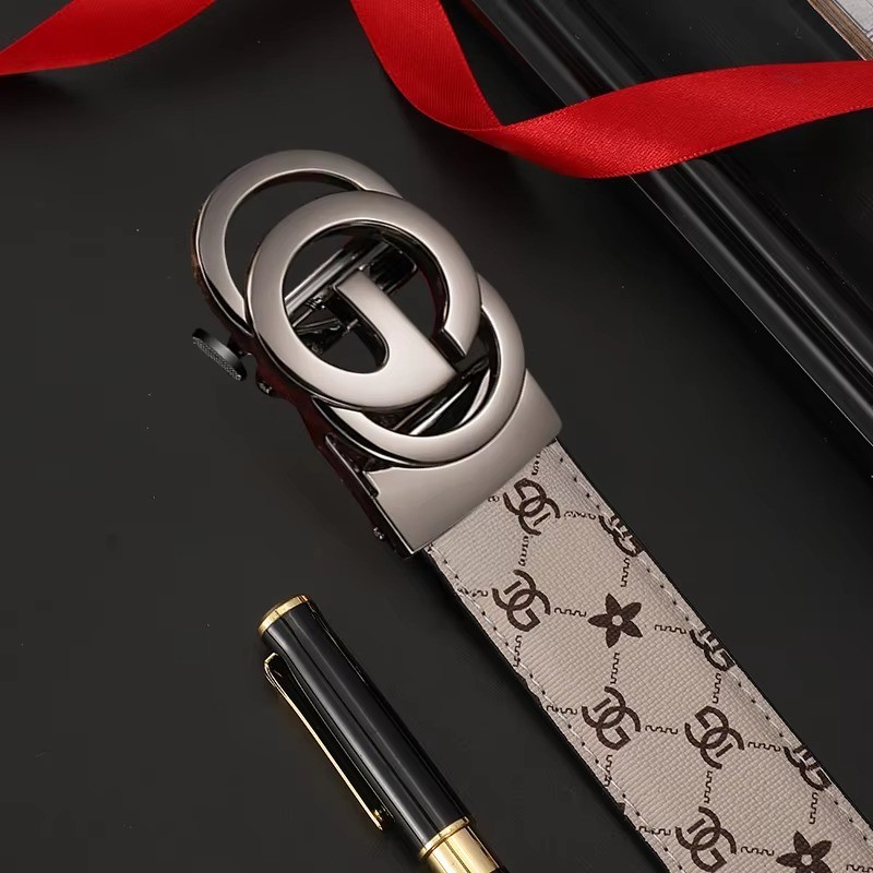 Mens PU Leather Ratchet Belt Automatic Buckle Adjustable Casual Waist Belt