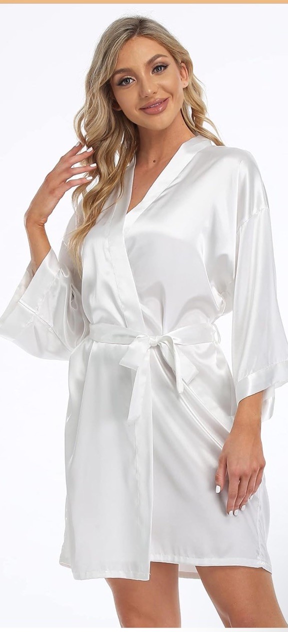 Silk Satin Kimono Robe Bathrobe Bridesmaid Dressing Gown US