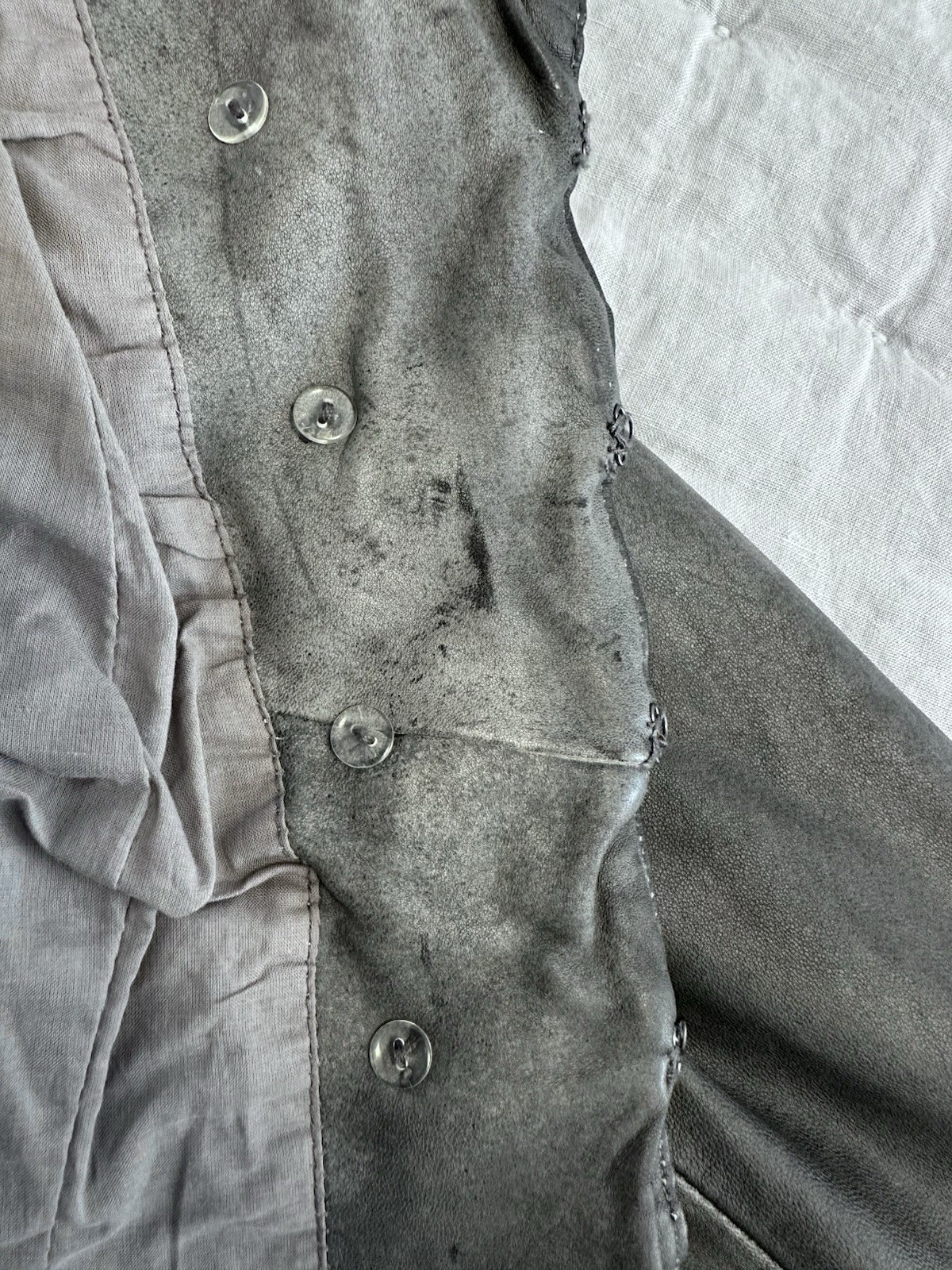 Blanc Noir Women’s Genuine Leather Military Inspired Jacket Grey Small
