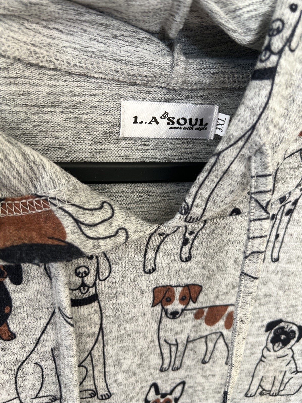 La Soul Hoodie All Over Dog Breed Print Size 3x Plus Size