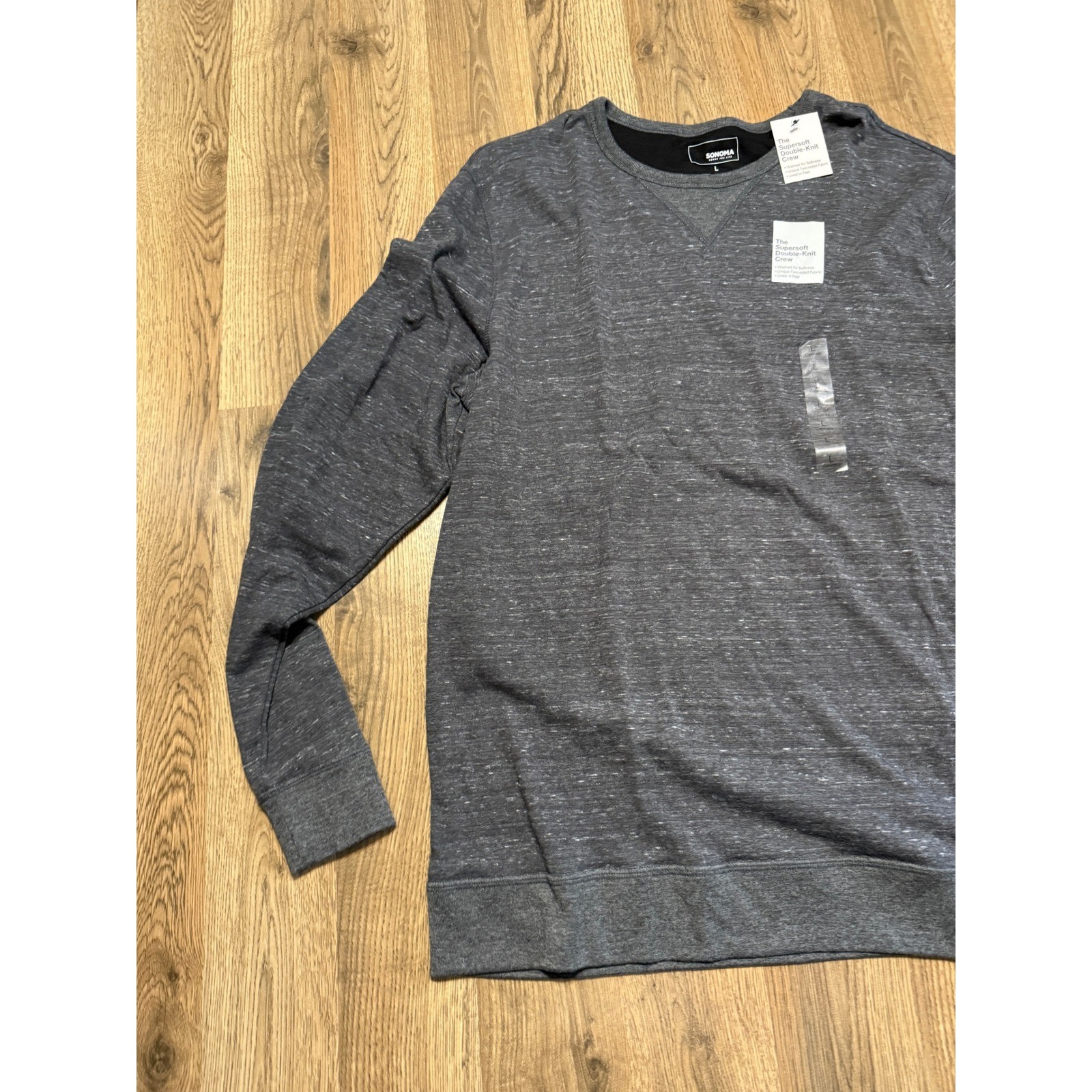 Sonoma Pullover Sweatshirt Mens Large Charcoal Grey Adult Supersoft Double Knit