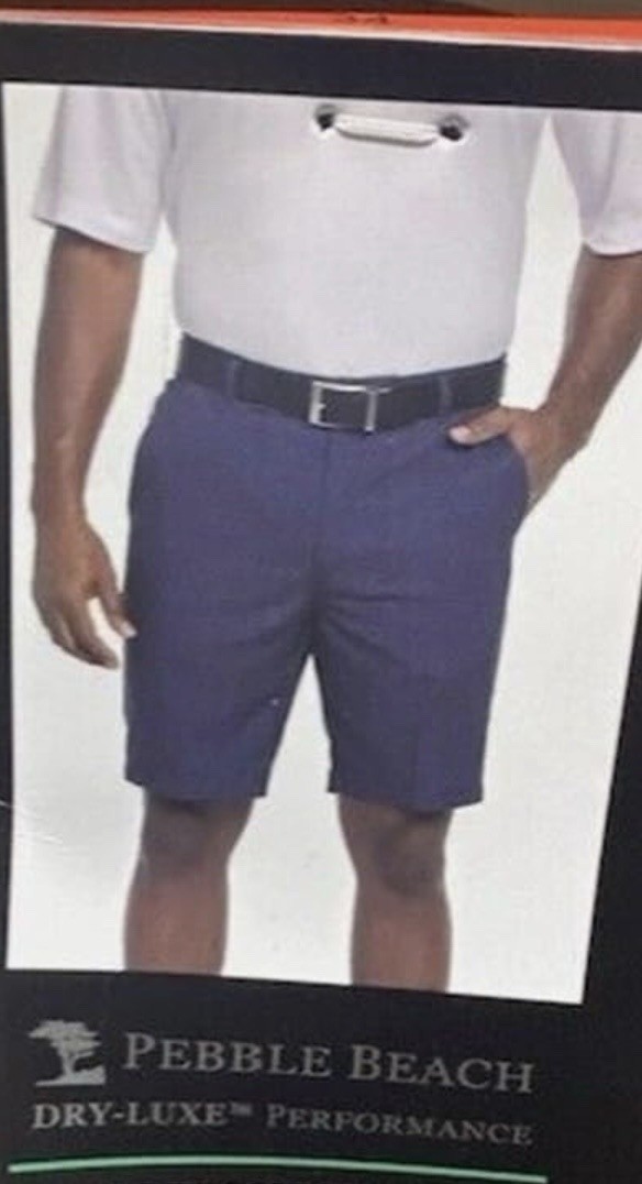 Pebble Beach Men’s Dry-Luxe Performance Comfort Waist Shorts blue Size 32 Waist