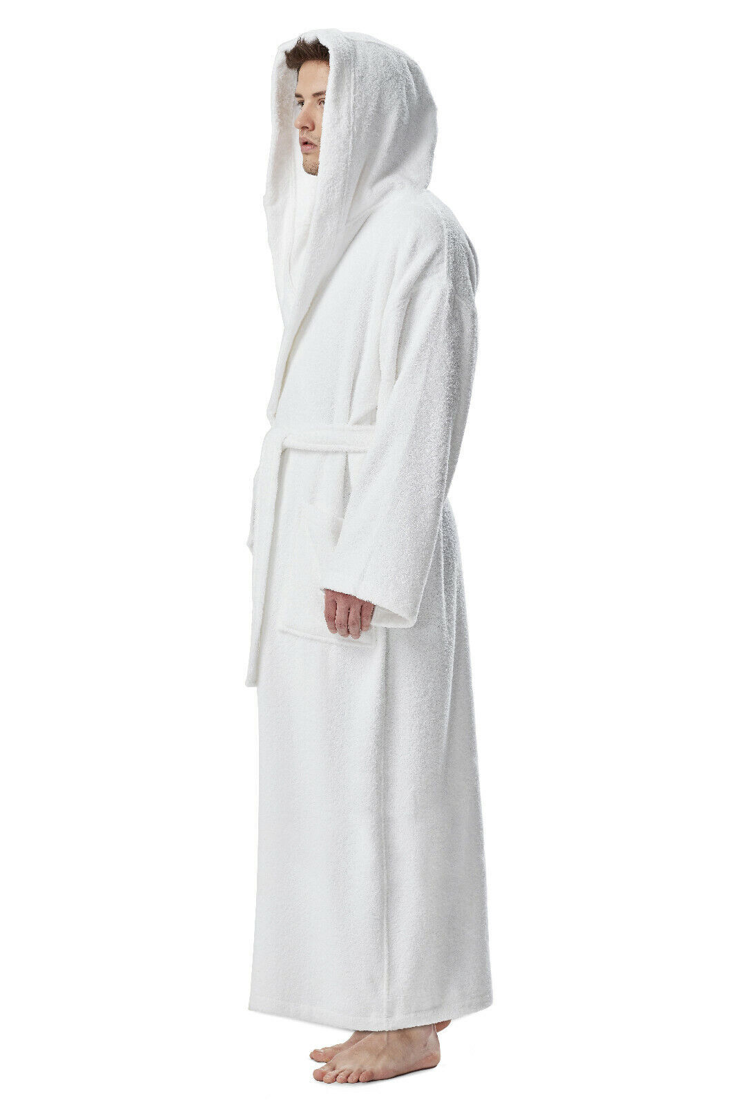 Men’s Long Hooded Ankle Length Turkish Cotton Bathrobe Robe