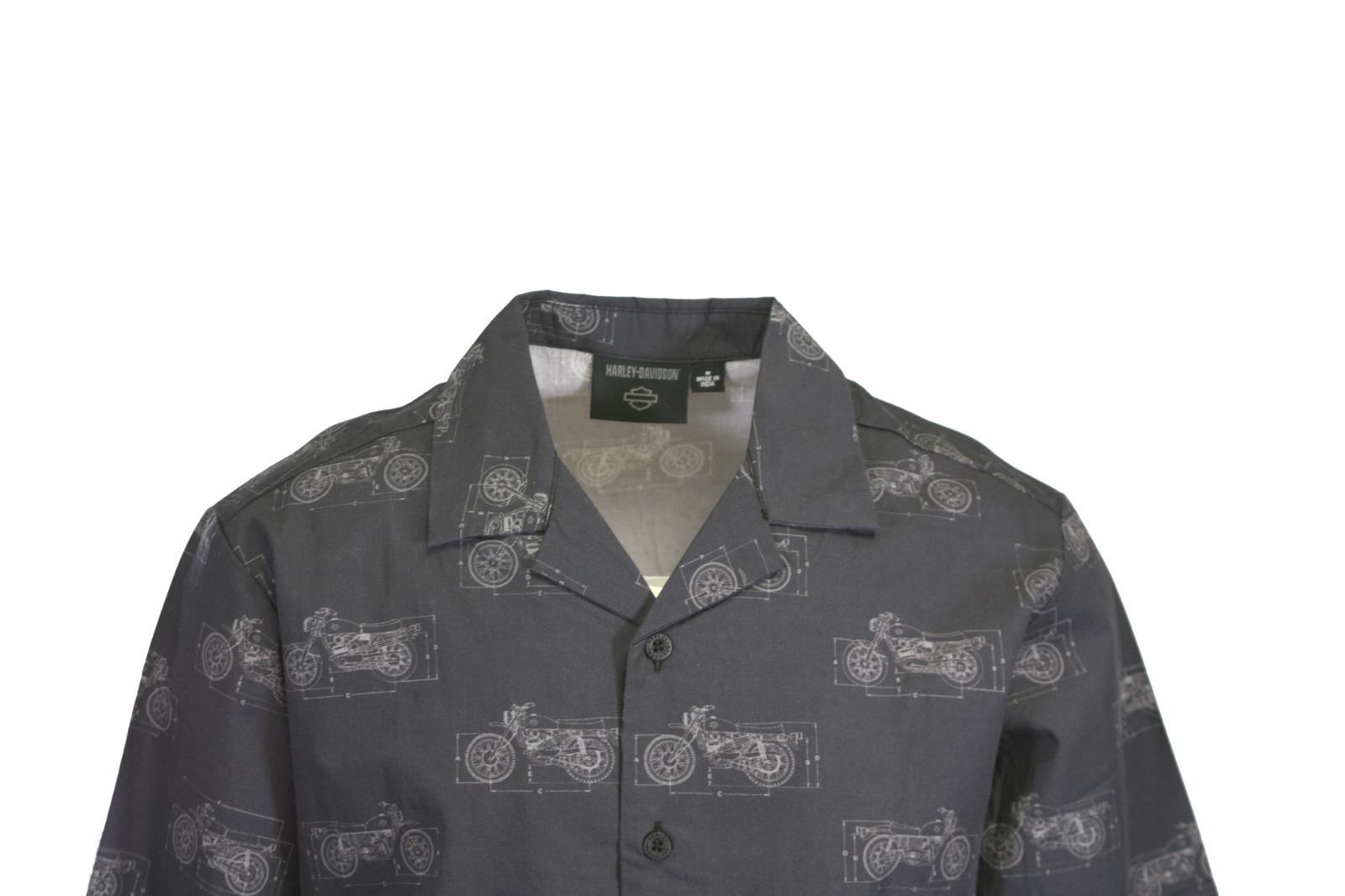 Harley-Davidson Men’s Shirt Dark Grey Fueled Allover Custom Print S/S (S61)