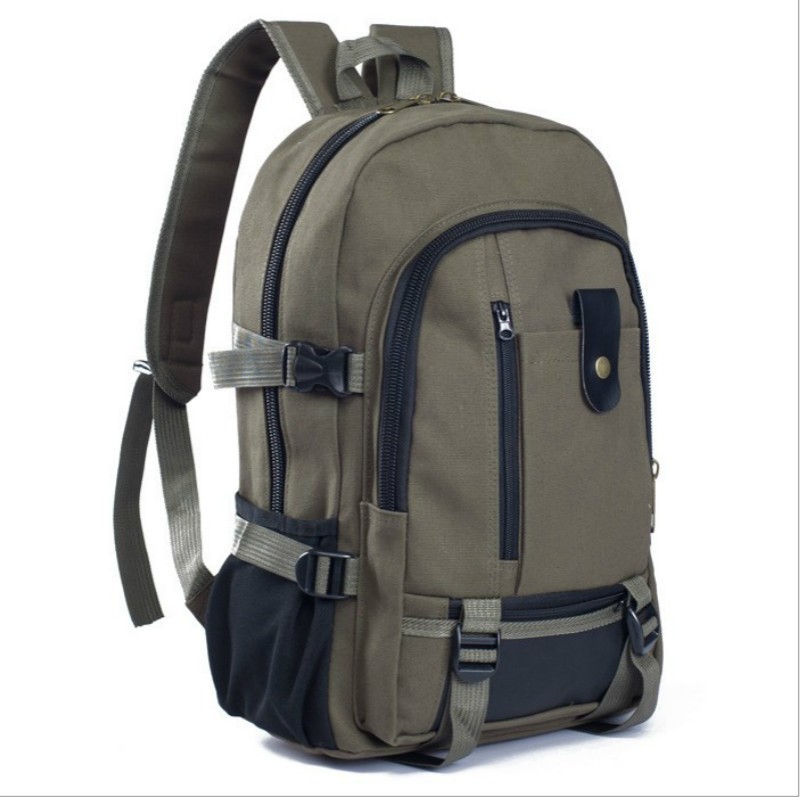 canvas backpack travel hiking school laptop bag multi pocket