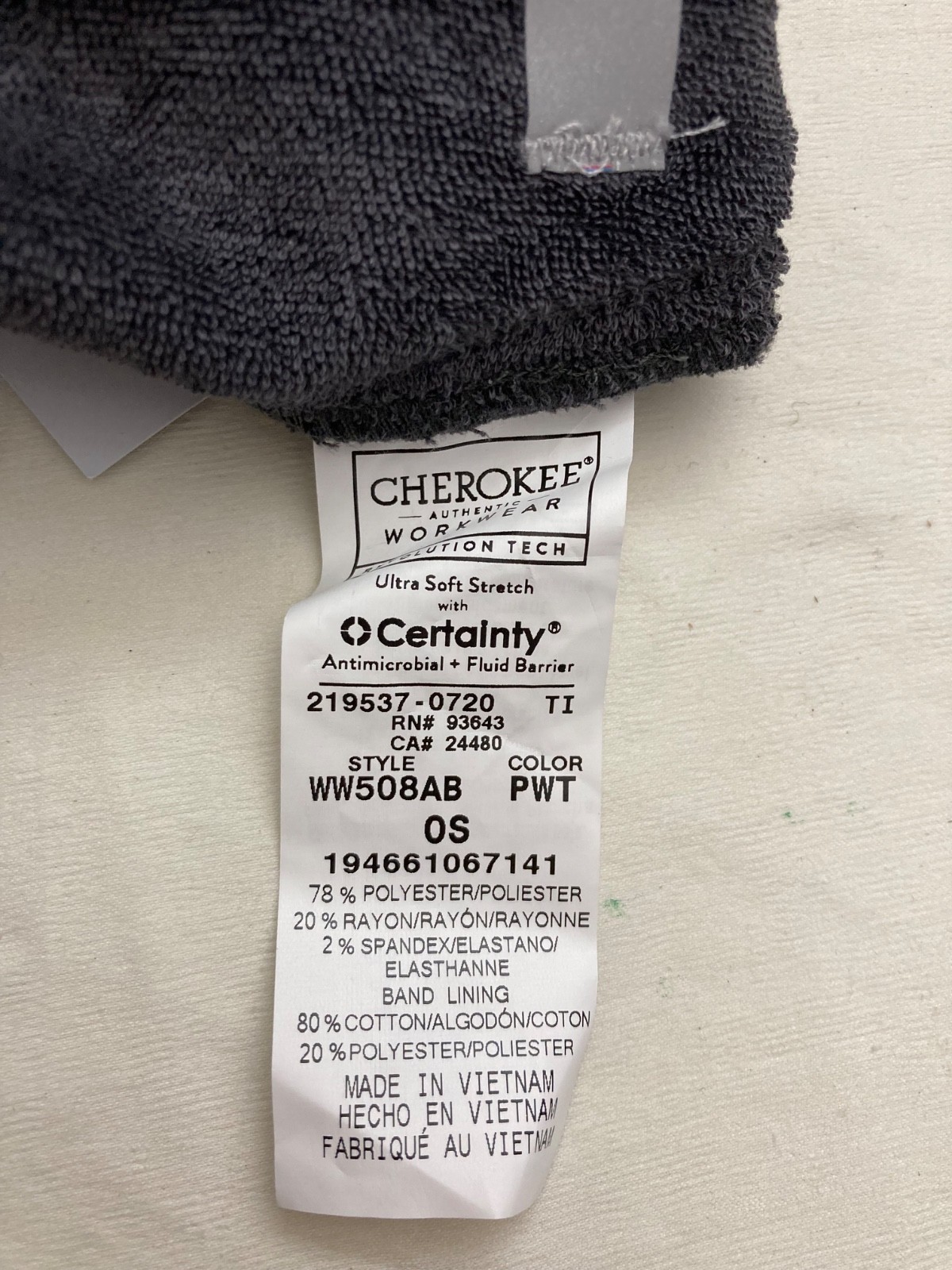 Cherokee Scrubs, Bouffant Style OS Scrub Hat Cap, Pewter Color WW508AB, 5 Pack