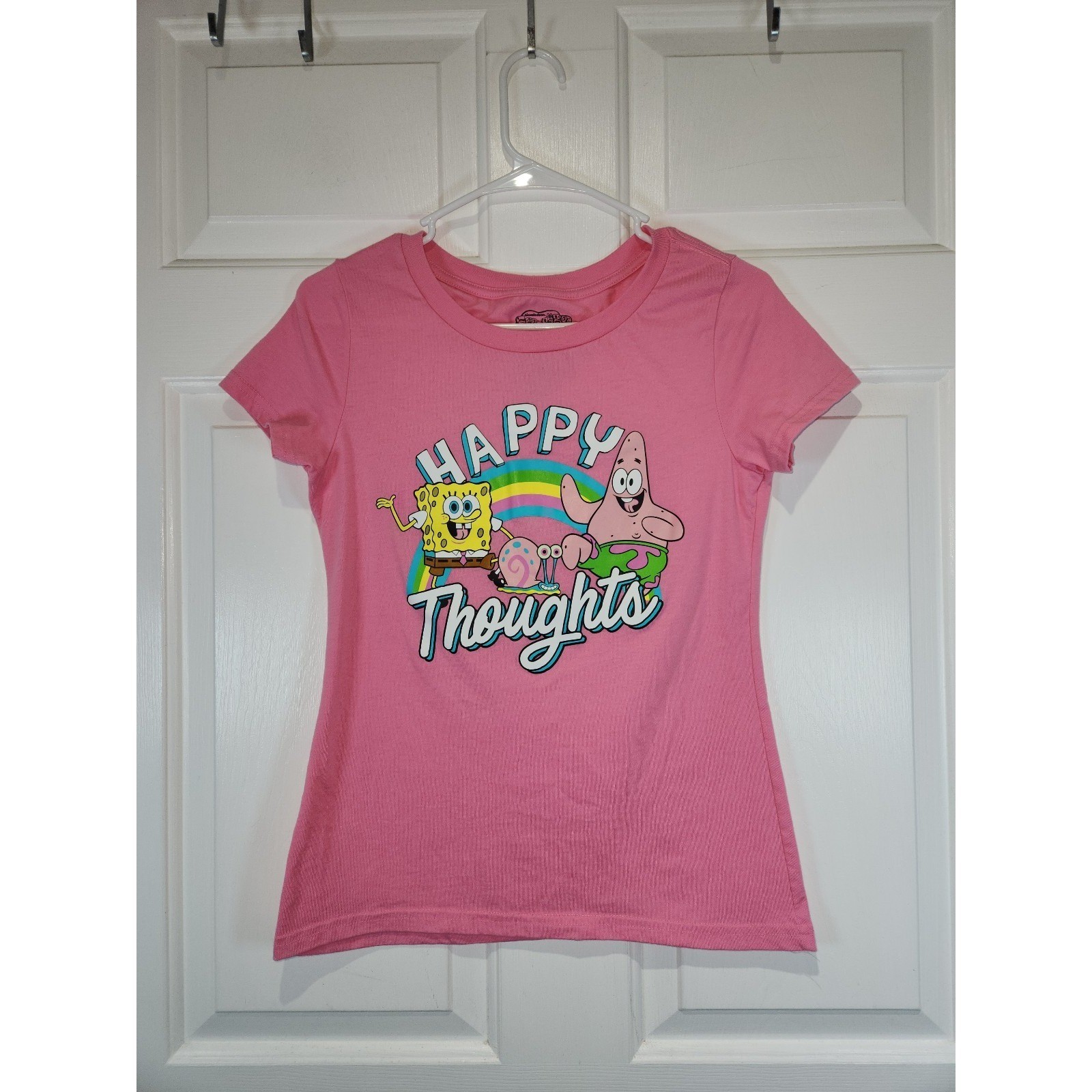 Juniors sz M Pink SpongeBob Square Pants Short Sleeved T Shirt