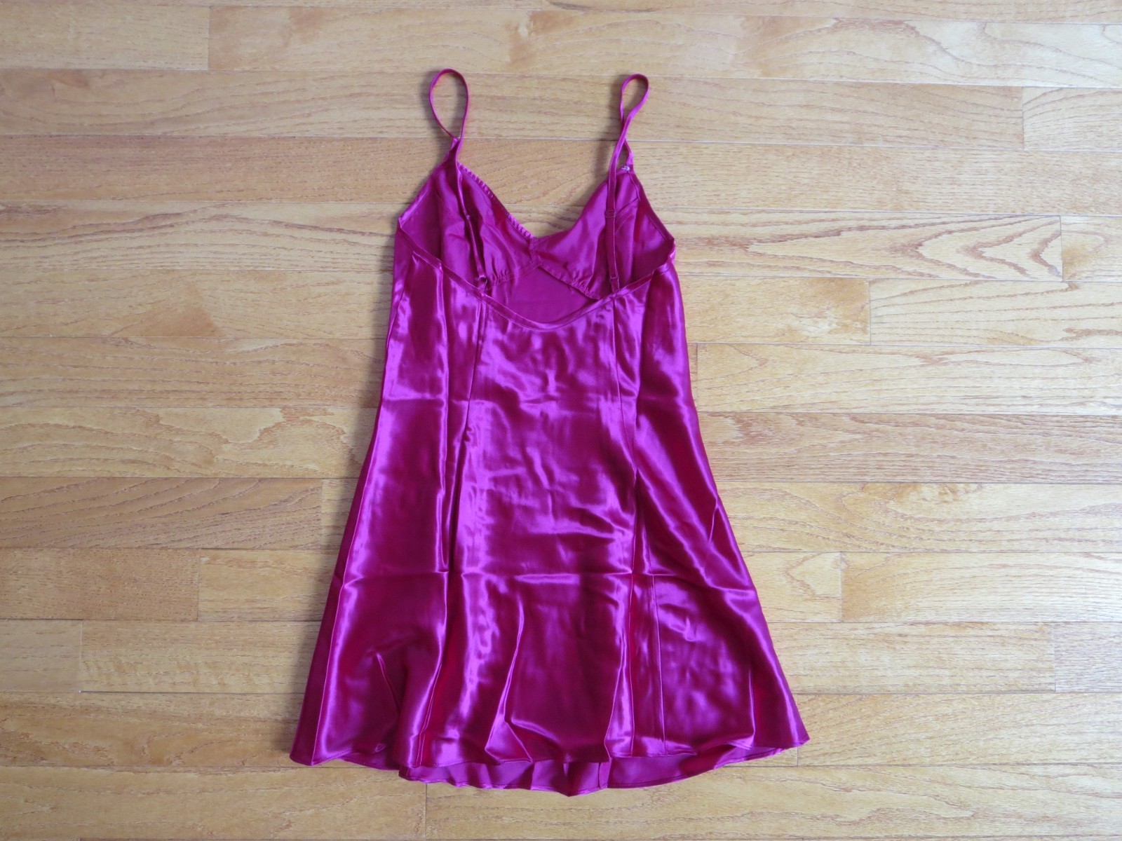 Sexy Satin Victoria Secret Raspberry Rhinestone Chemise Sleepwear Mini Gown-S/P