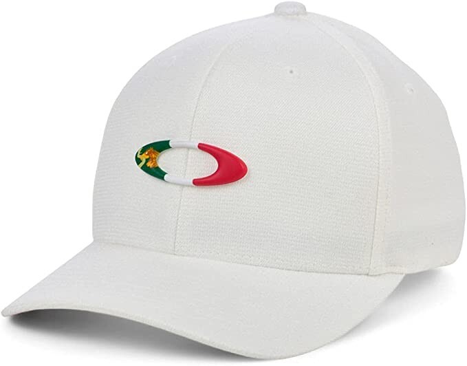 Oakley Tincan Mexico Flag Baseball Stretch Fit Cap Hat White Small/Medium New