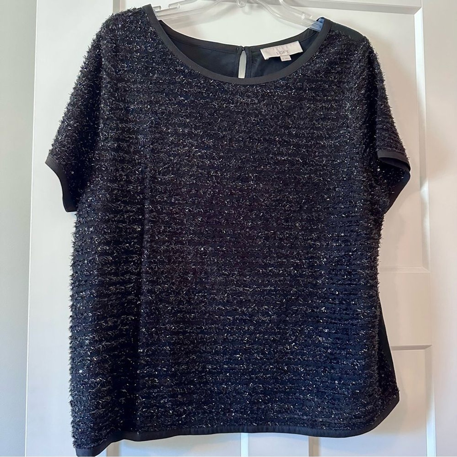 XL black sparkly short sleeve Loft top