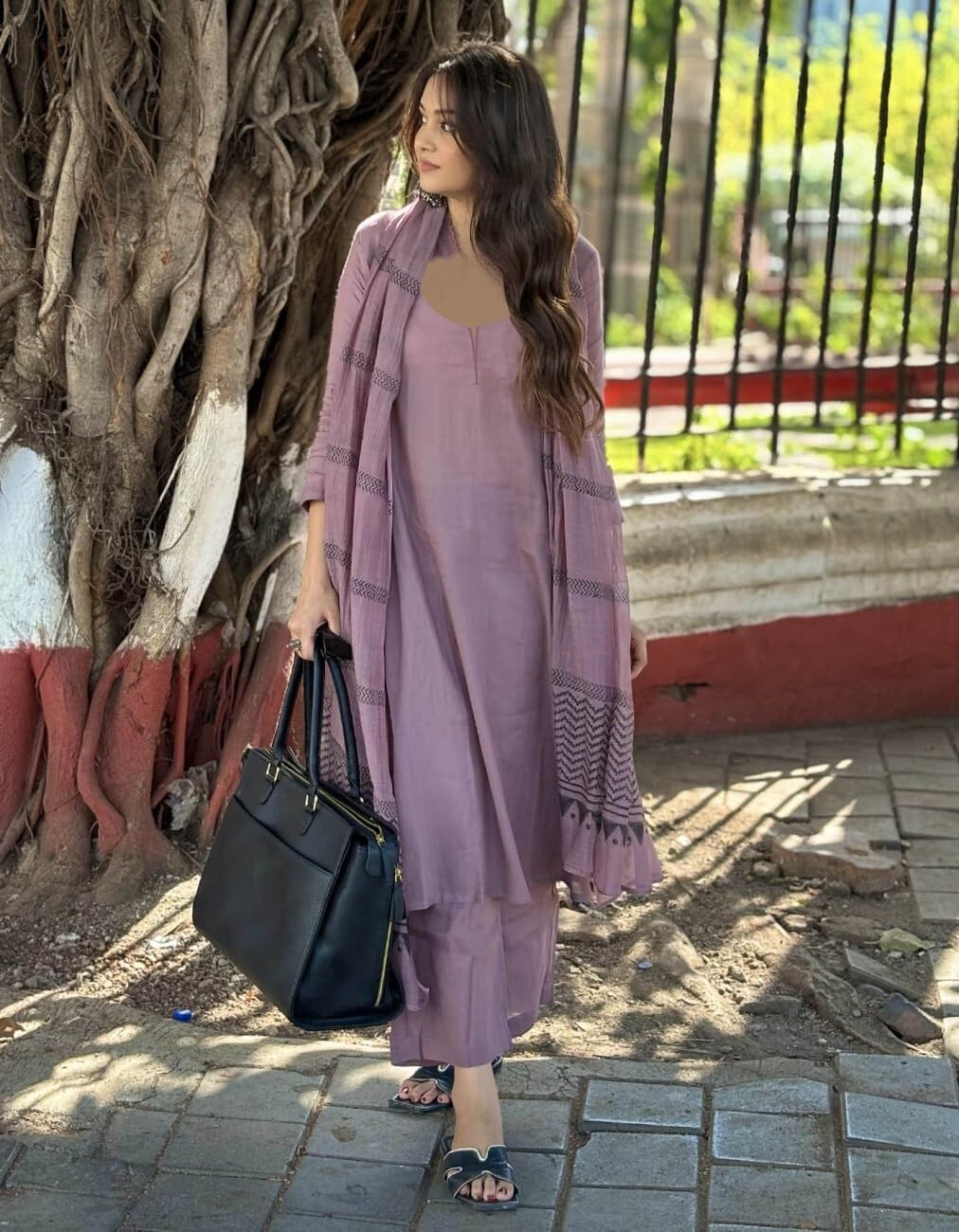 Women’s Rayon Blend Solid Straight Kurta with Pant & Dupatta