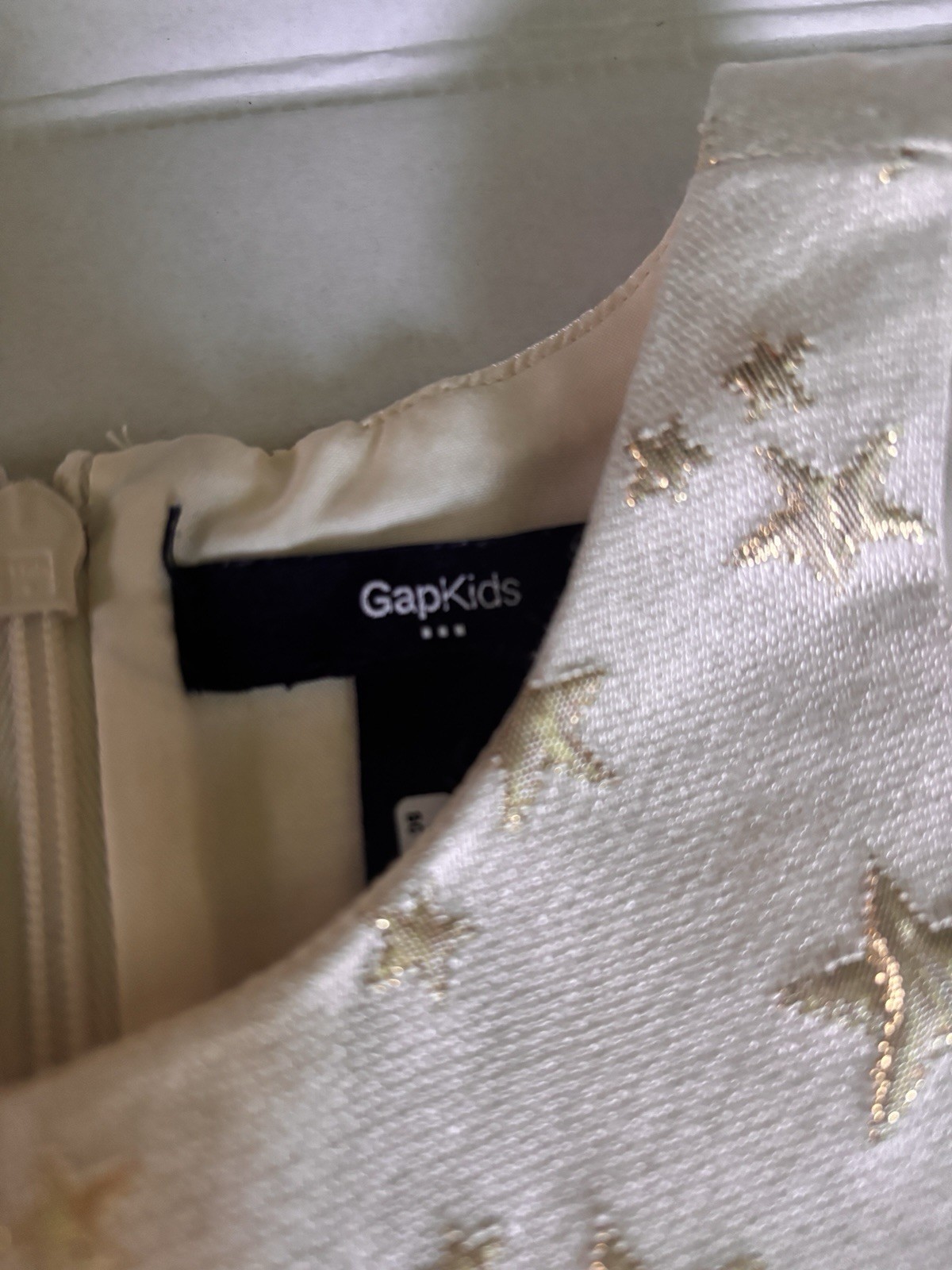 GapKids Fit & Flare Ivory Gold Star Party Dress XS 110 Sleeveless Holiday