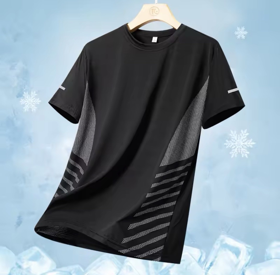 Men Running T-Shirt Ice Silk Quick Dry Breathable Reflective Sports 5XL