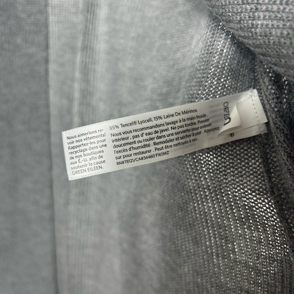 Eileen Fisher Gray Merino Wool Open Front Cardigan Size XS