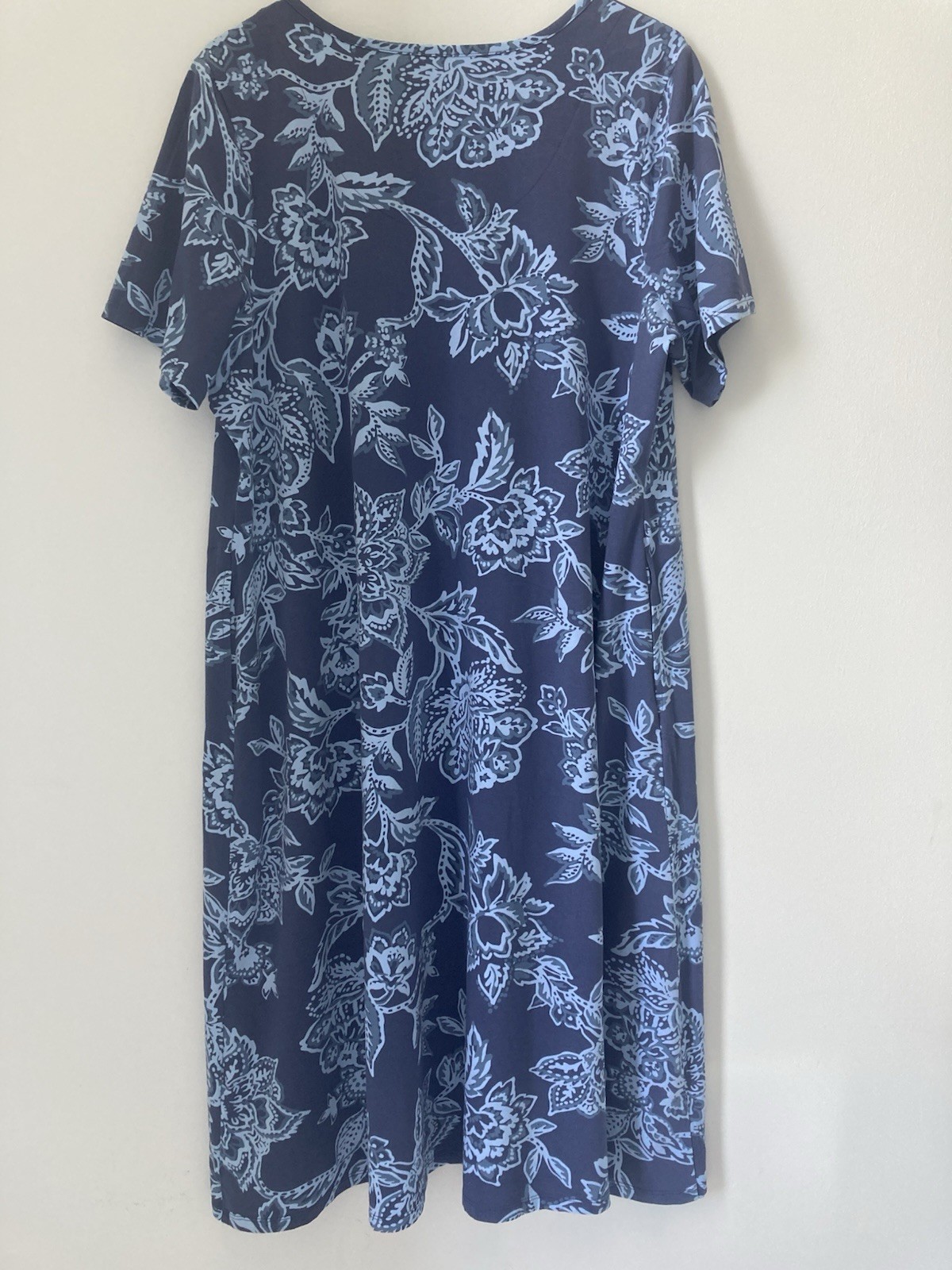 d&co. BEACH Blue White Floral Long Dress Sz 2XP Petite