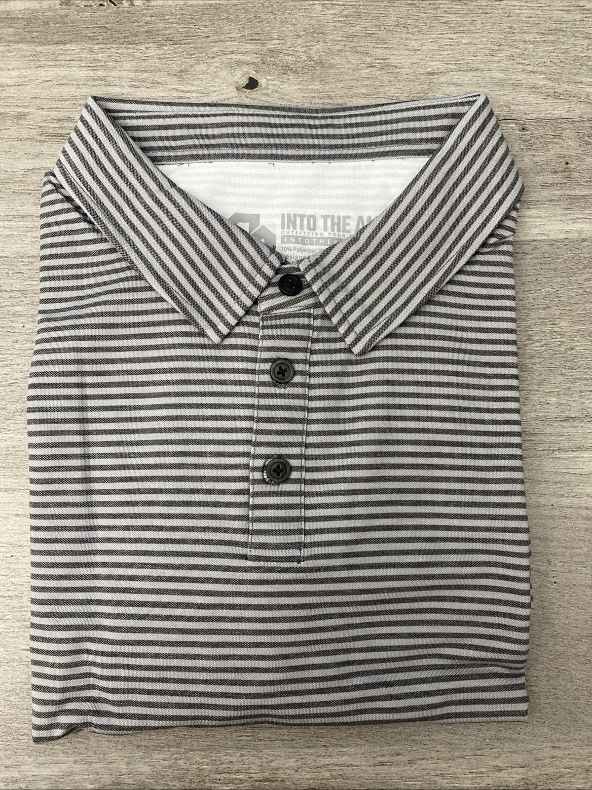 Into the Am performance polo Shirt Sriped Gray Black Golf Mens Size XL