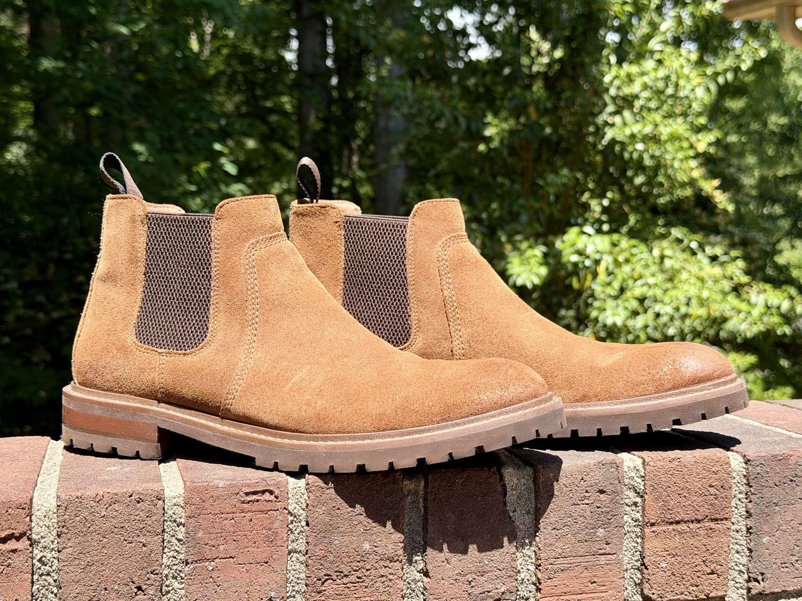 Johnston & Murphy Barrett Chelsea Boots Tan Oiled Suede TRUFOAM Men’s Size 10.5M